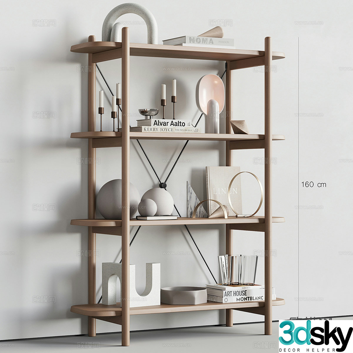 Middle style storage rack Solid wood storage rack Kitchen storage rack Wooden rack Storage rack Ornaments Exhibition 3D model