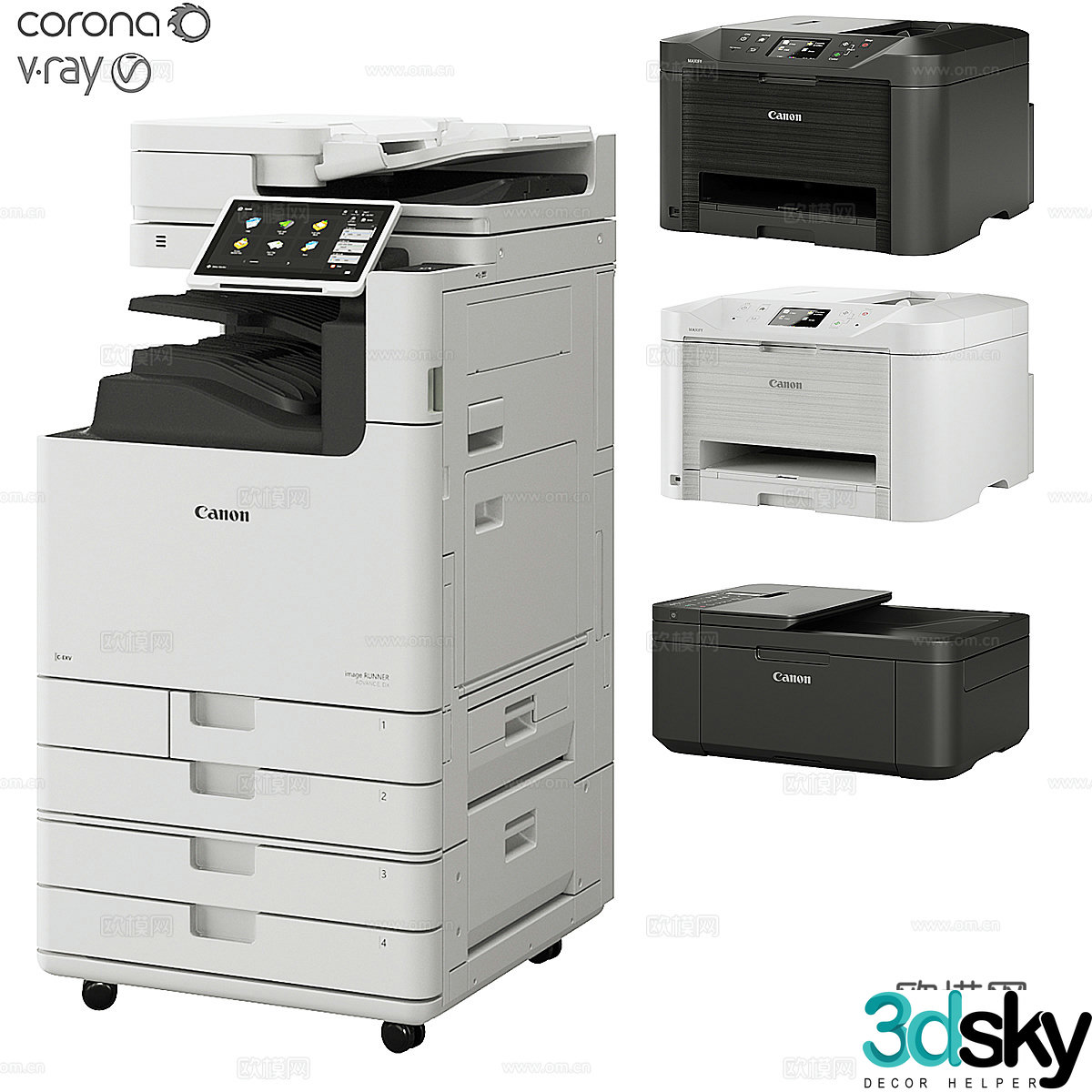 Large printer Small printer Mini printer Copier Office equipment 3D model