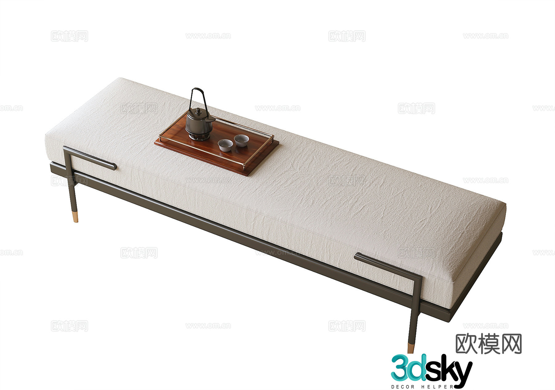 New Chinese style bed stool bench sofa stool 3D model