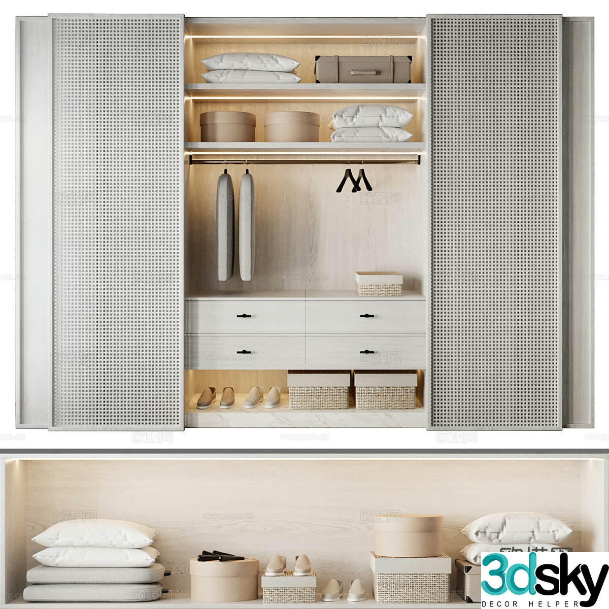 New Chinese style waives wardrobe 3D model