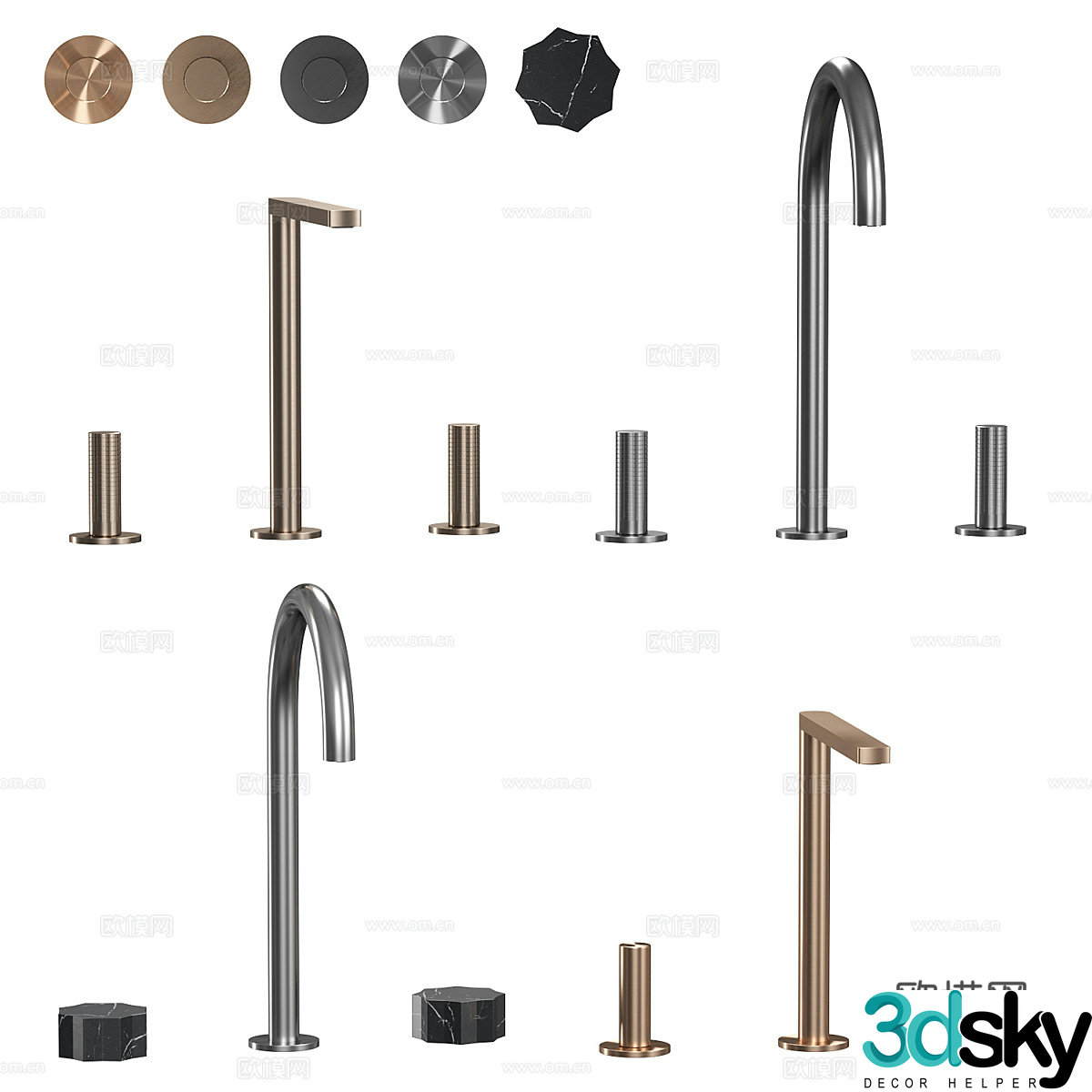 Modern light luxury washbasin faucet 3D model