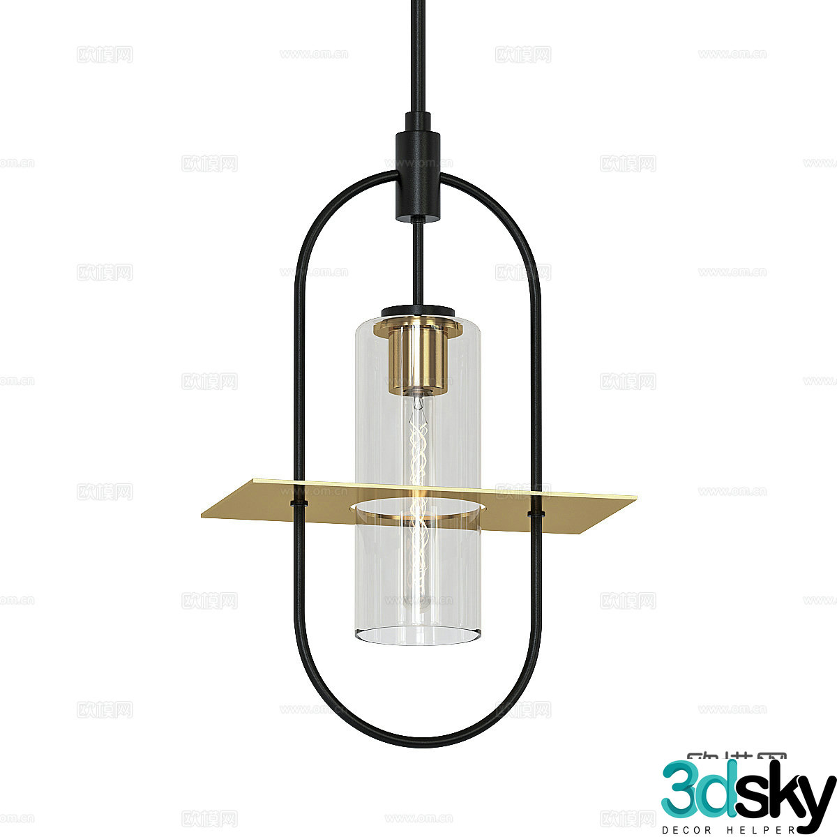 New Chinese style light luxury metal chandelier 3D model