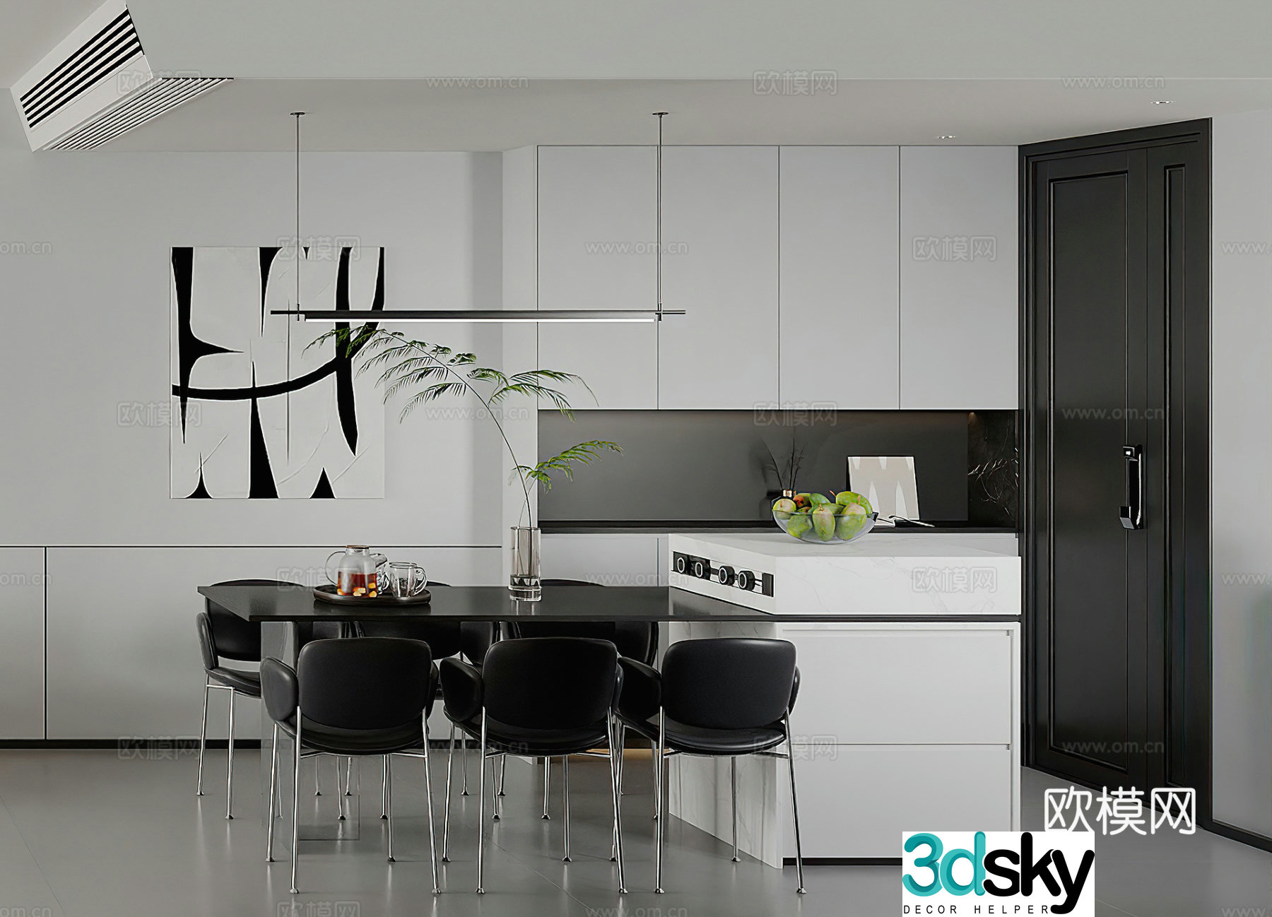 Modern restaurant island modern living restaurant simple minimalist entrance door shoe cabinet wine cabinet 3d model