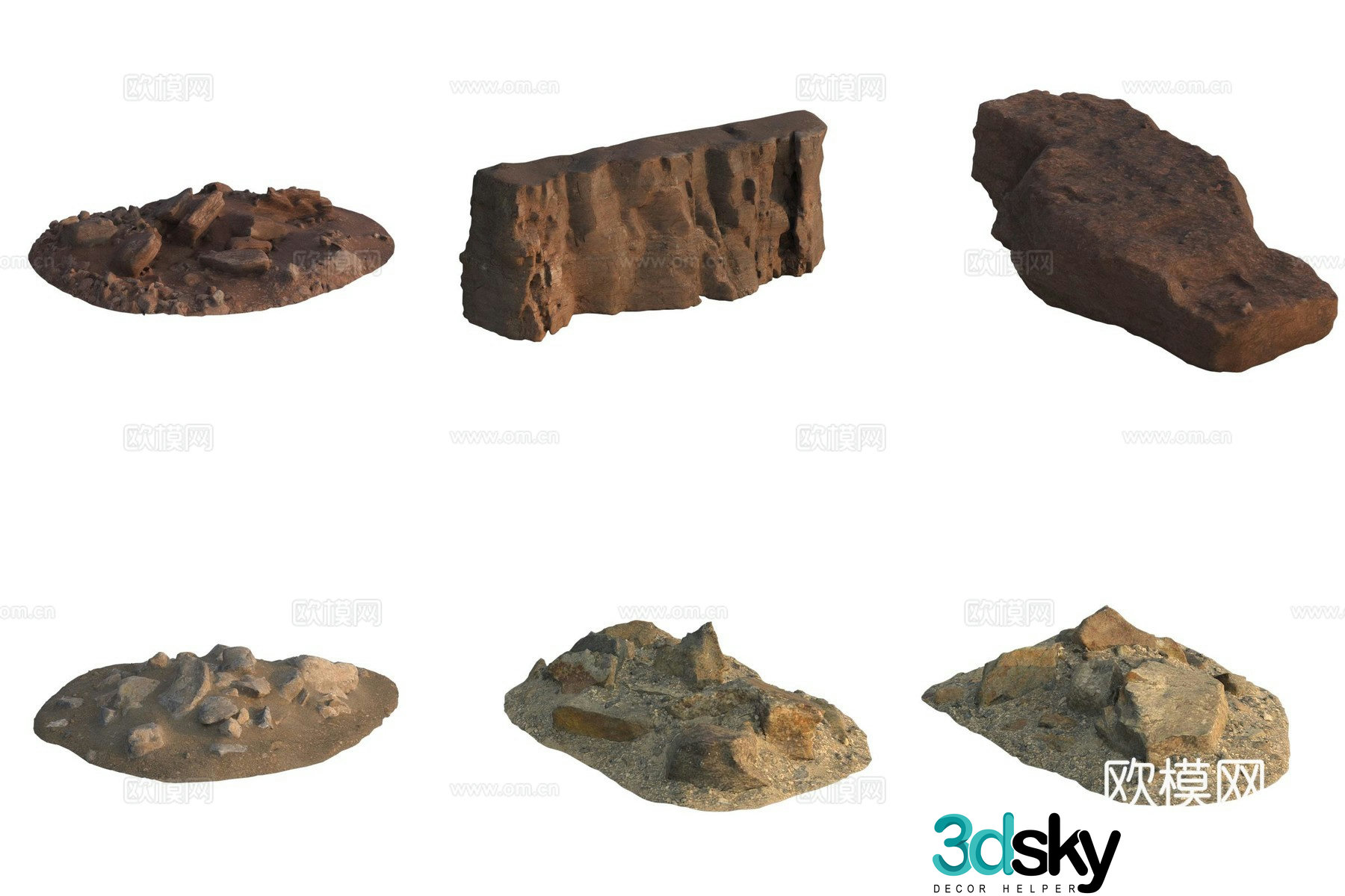 Quarry stone wall cliff huge stone pile 3d model