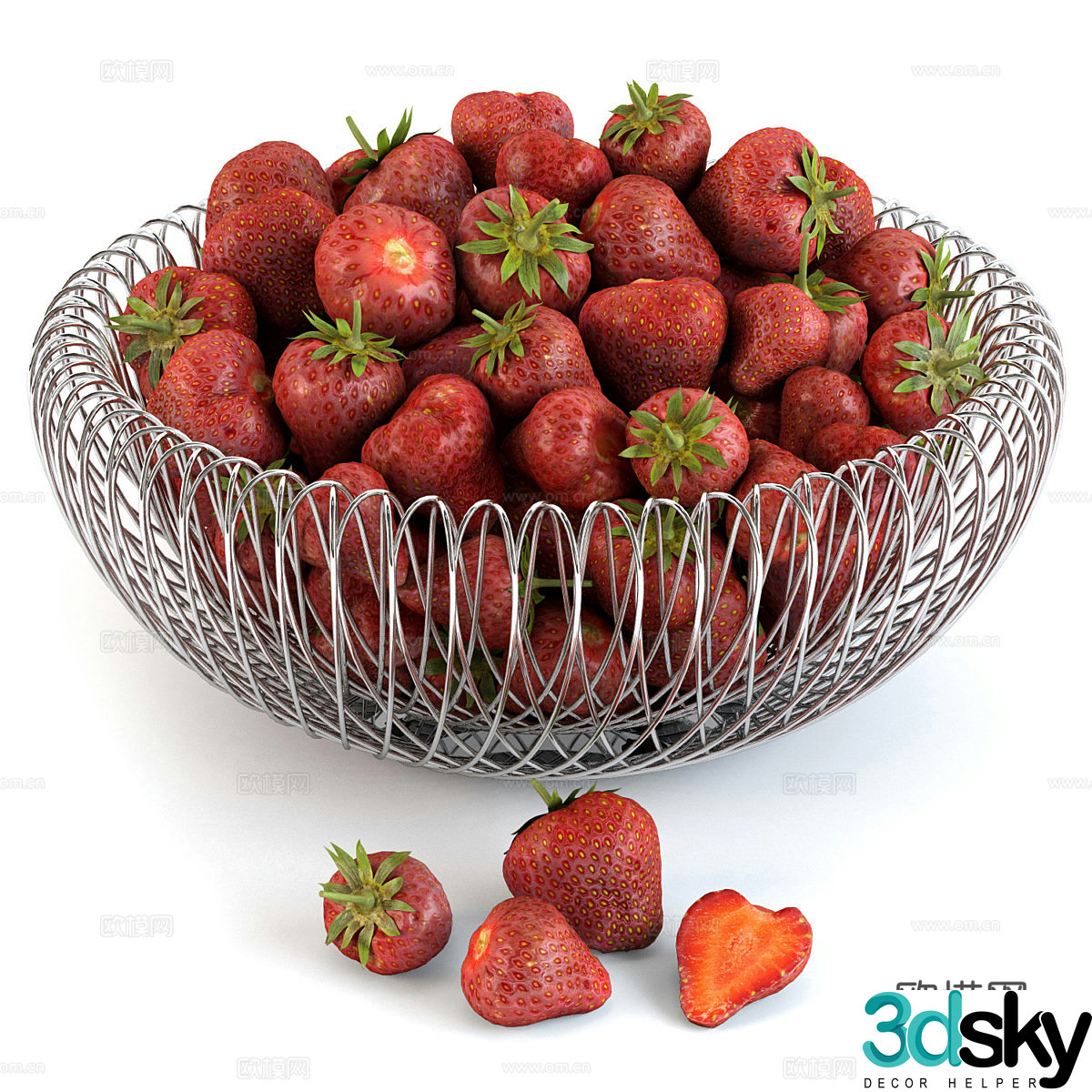 Fruit Fruit Plate Strawberry 3D Model
