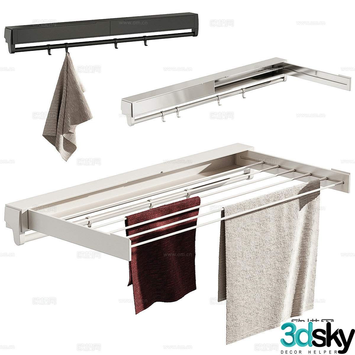 Towel rack electric towel rack folding towel rack bathroom small items towels simple towel rack 3D model