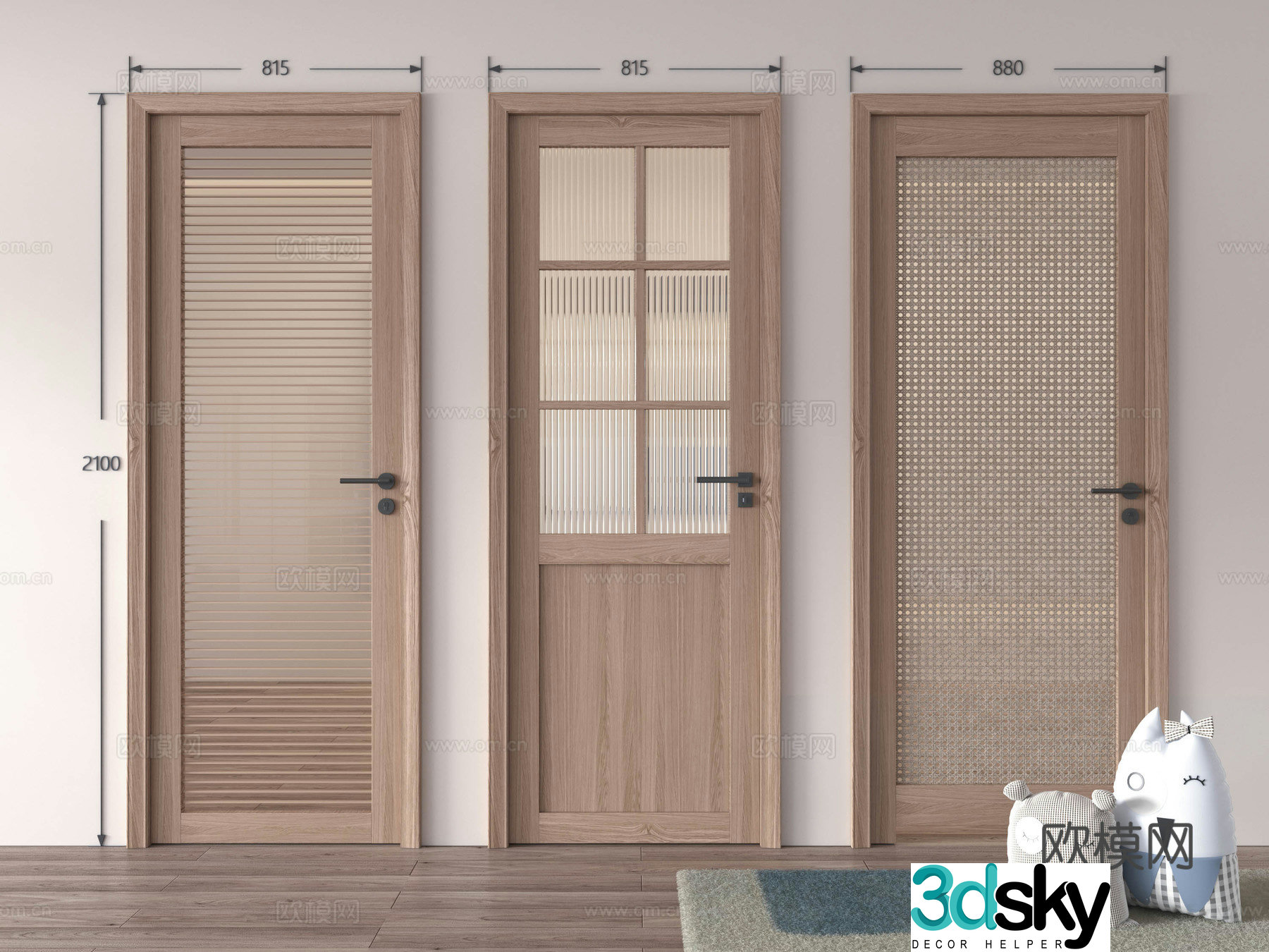 New Chinese style single-open door Japanese style single-open door wooden door single-open door glass door bedroom door kitchen and bathroom 3D model