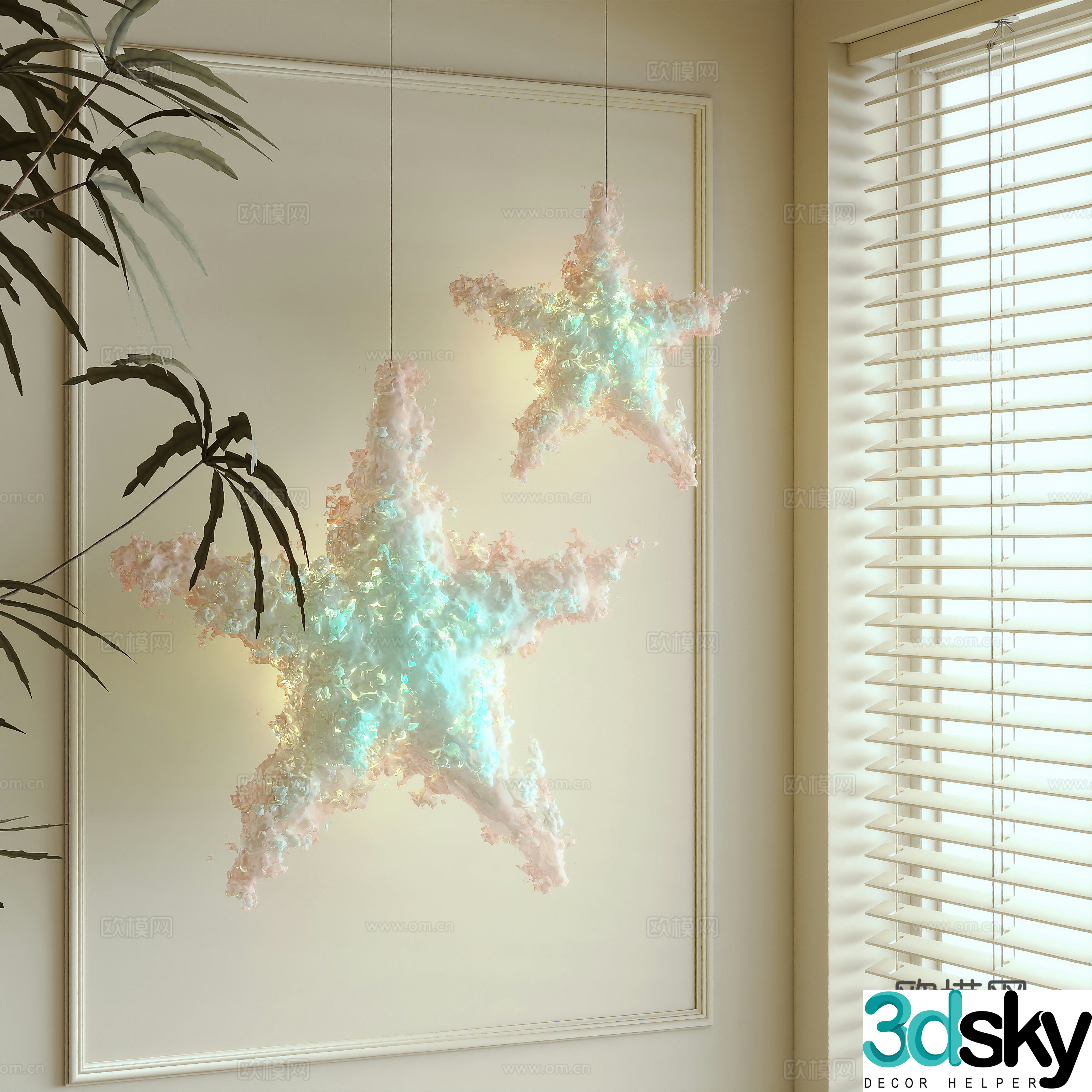 Creamy wind chandelier 3d model