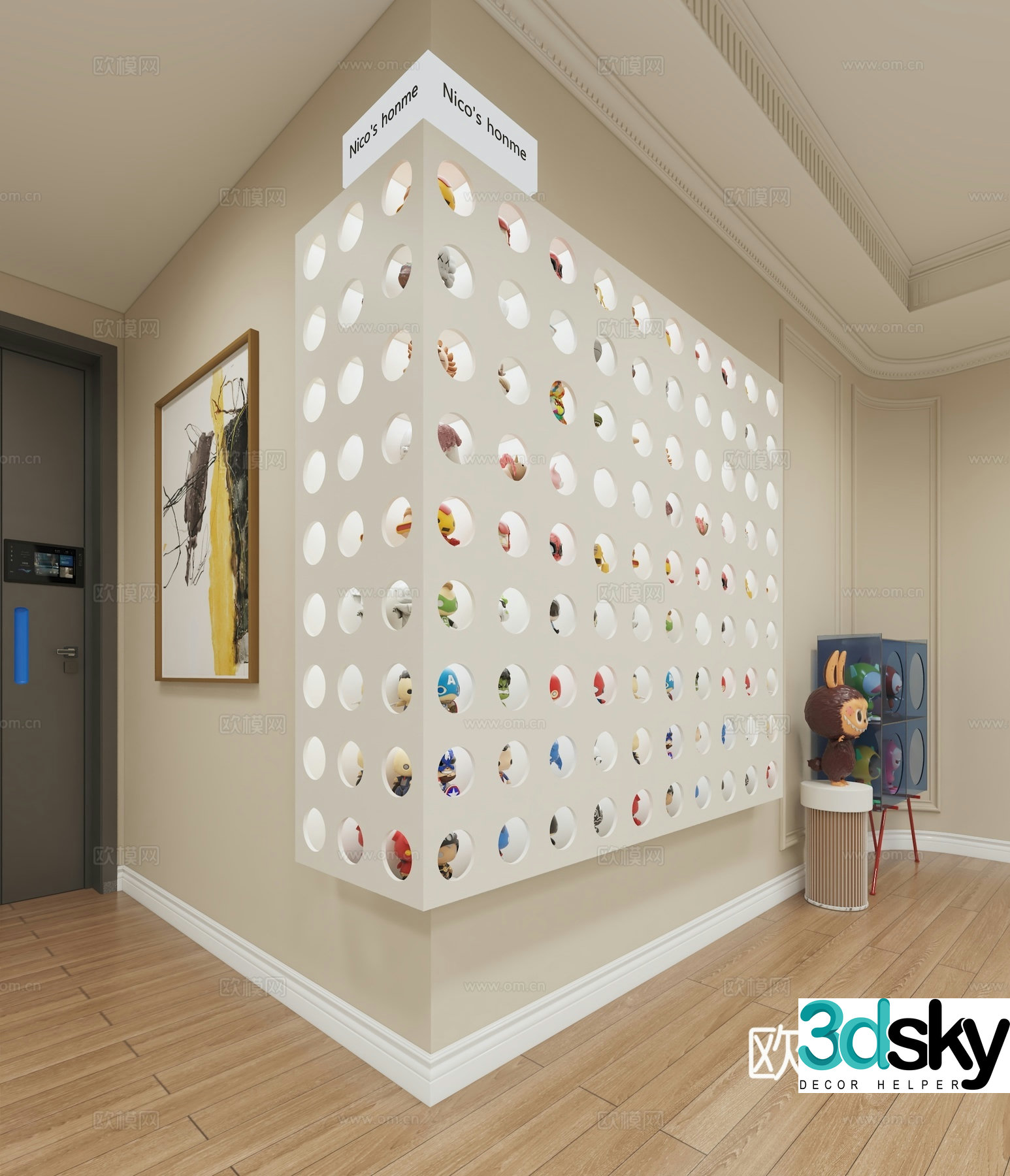 Modern figure display wall figure cabinet plush toy 3d model