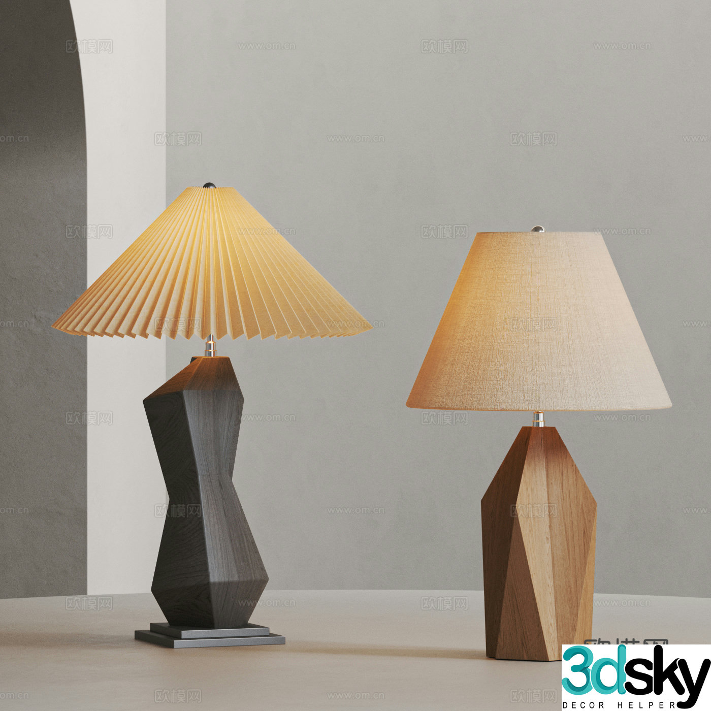 Medium style table lamp combination 3D model
