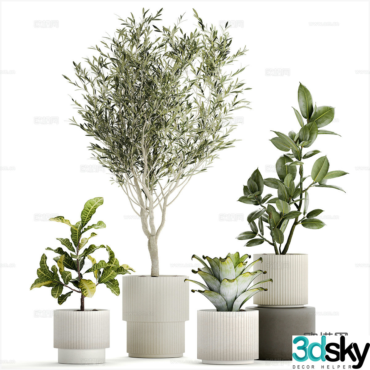 Modern green bonsai pot 3d model