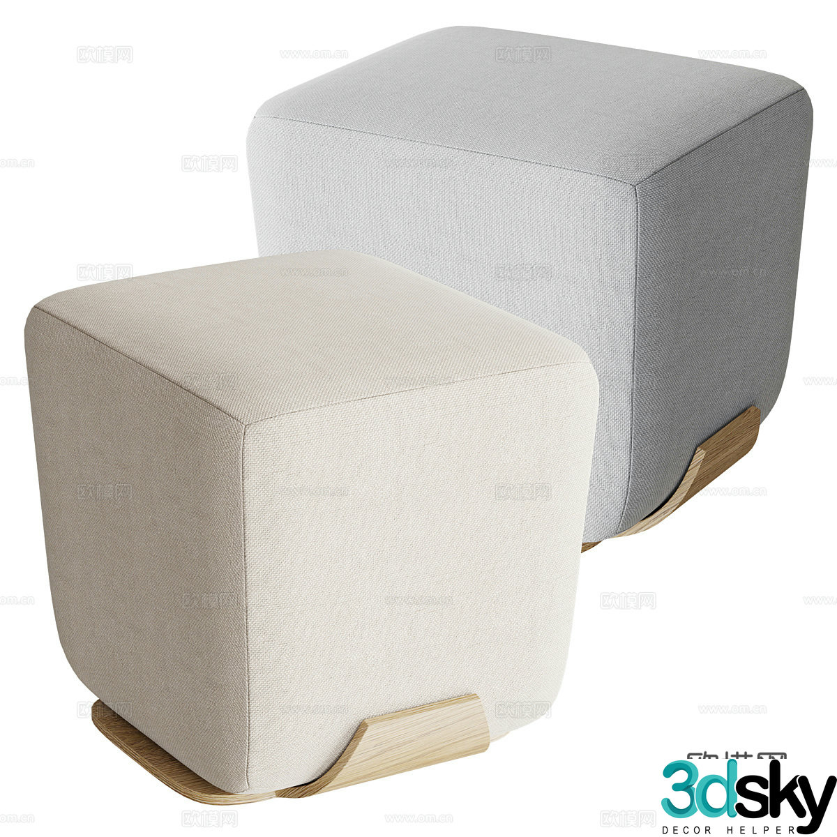 New Chinese style fabric stool makeup stool 3D model