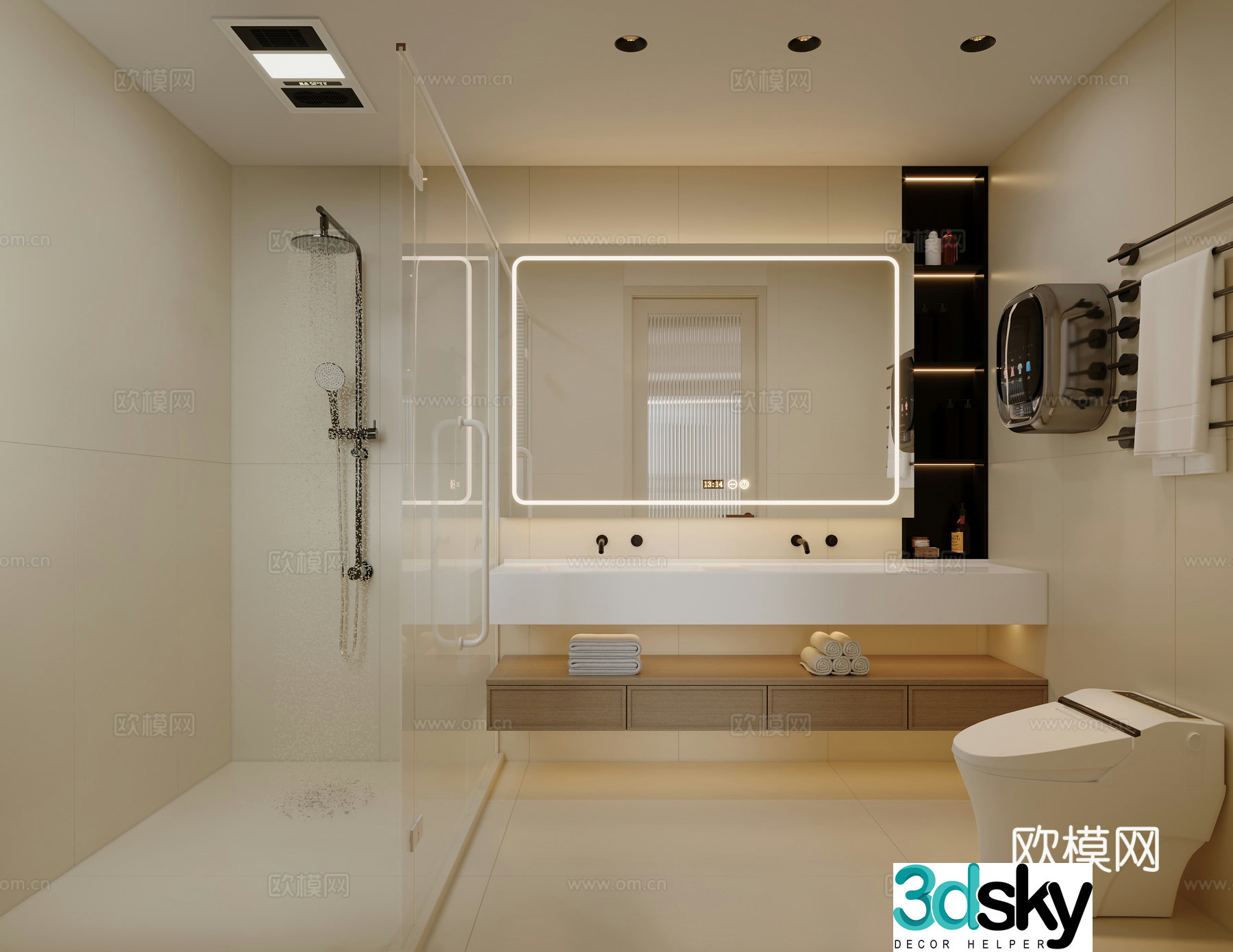 Modern Cream Wasabi Bathroom 3D Model