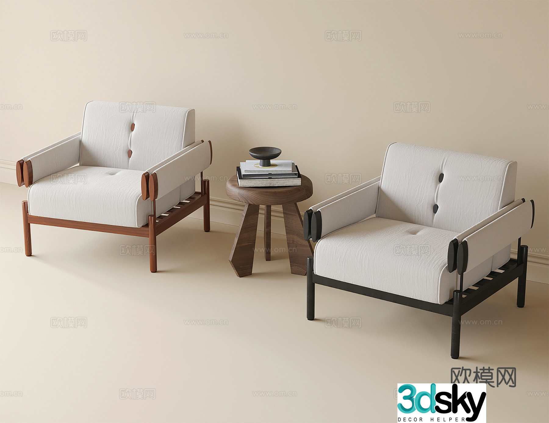 Modern casual chair single chair single sofa side corner 3D model