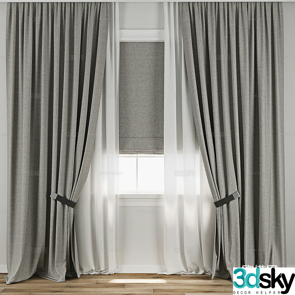 New Chinese style fabric curtain 3D model