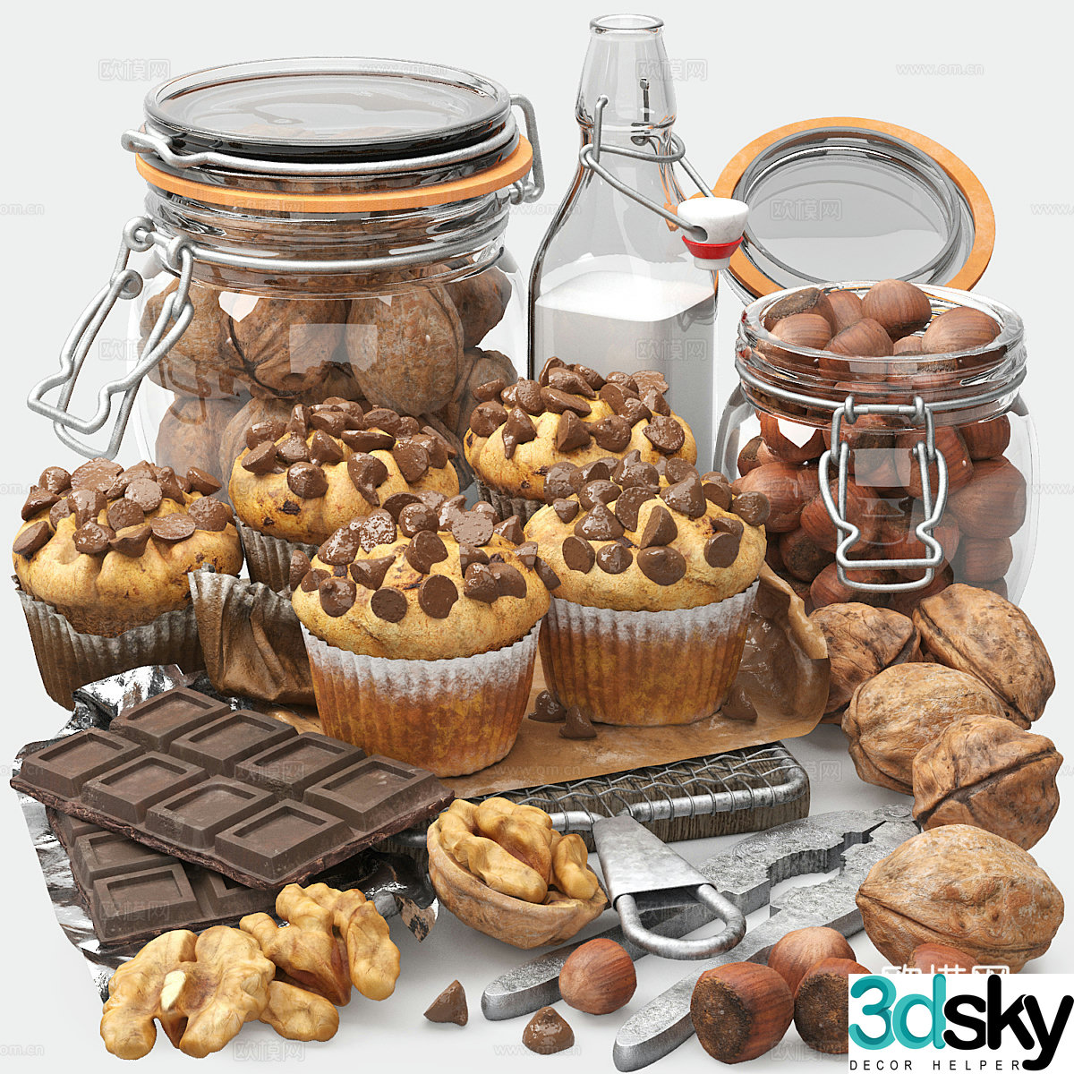 Chocolate muffin nut 3d model