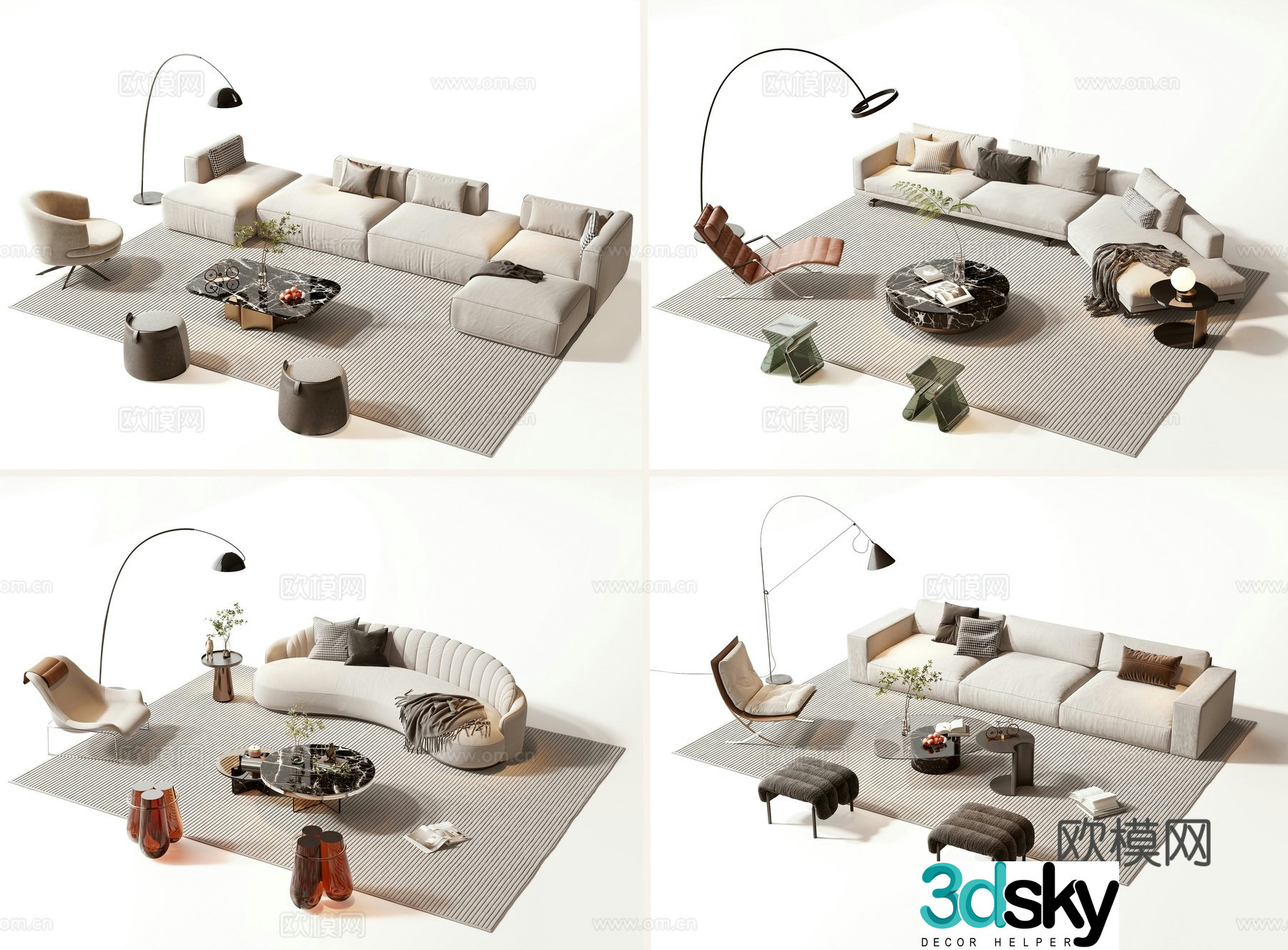 Modern sofa coffee table set 3d model