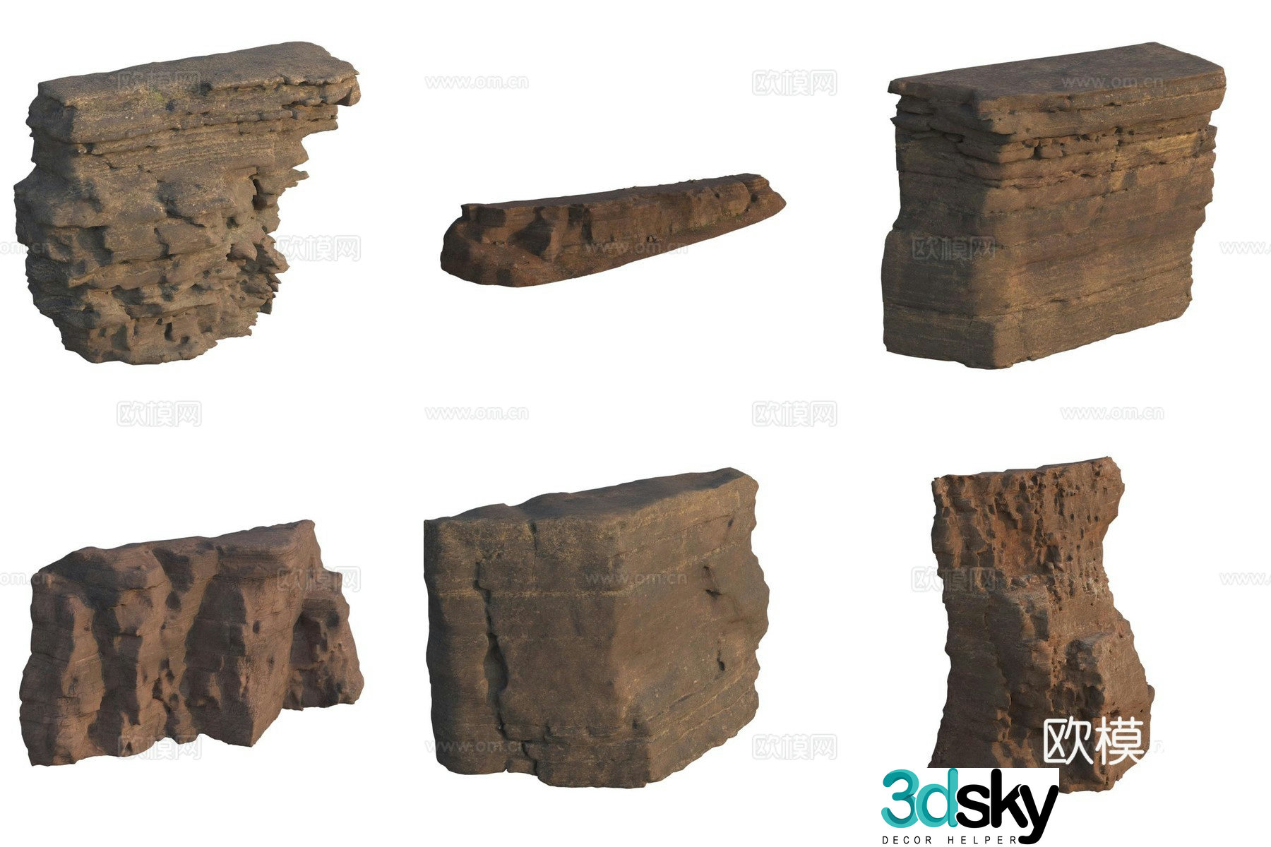 quarry stone wall cliff boulder 3D model