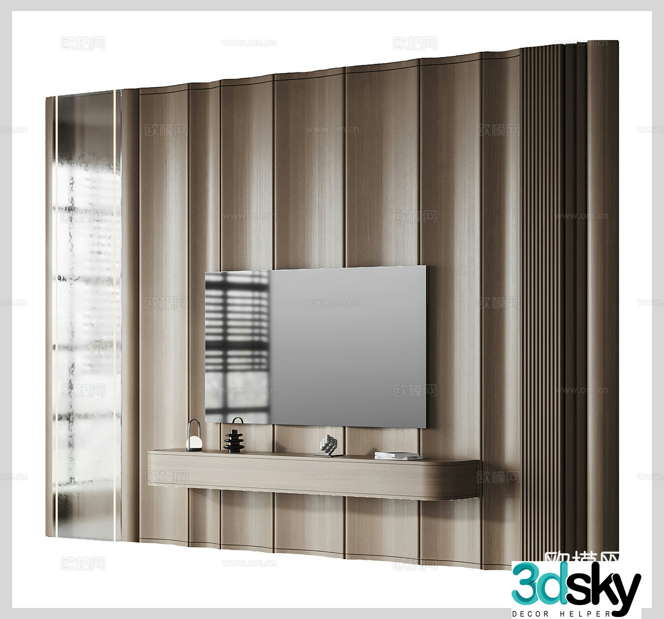 TV background wall solid wood background wall TV hanging TV cabinet TV cabinet ornaments solid 3d model