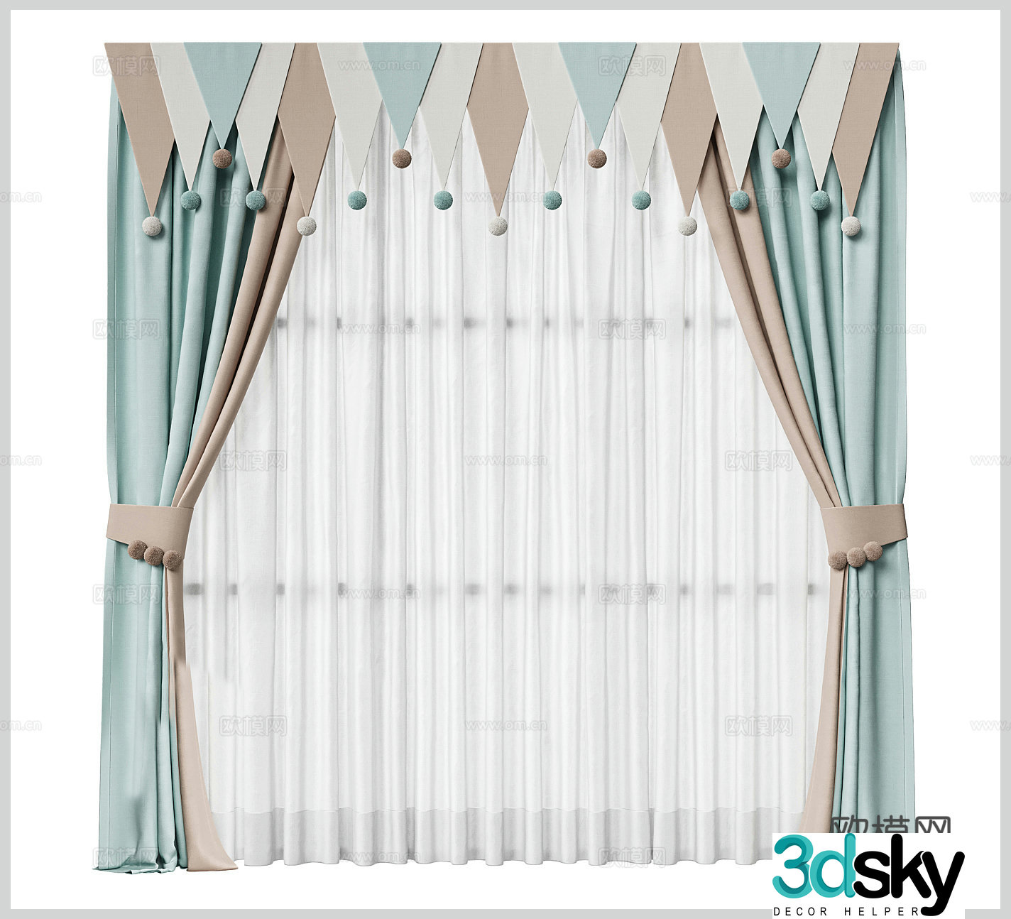 Fabric curtains children’s curtains children’s room curtains cloth curtains gauze curtains door curtains roller blinds pull curtains 3D model