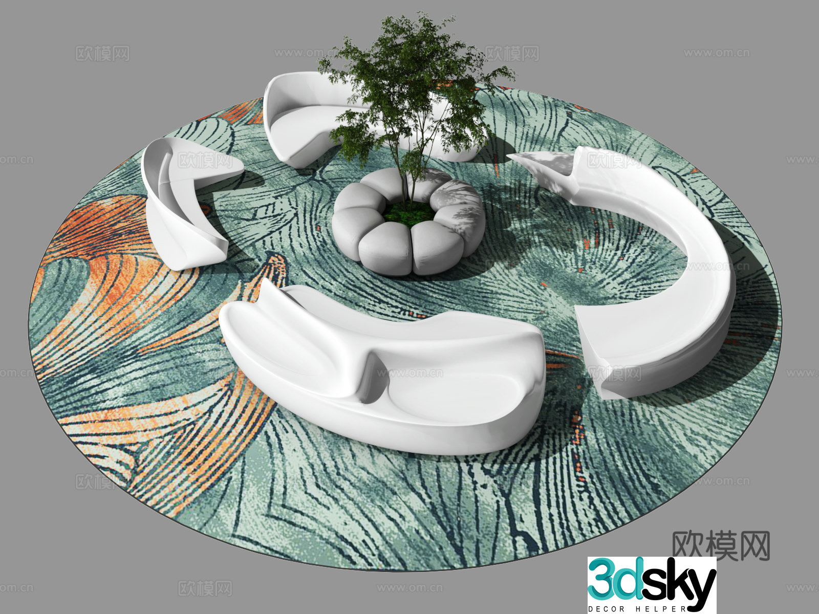 3D model of special sofa seat in public area