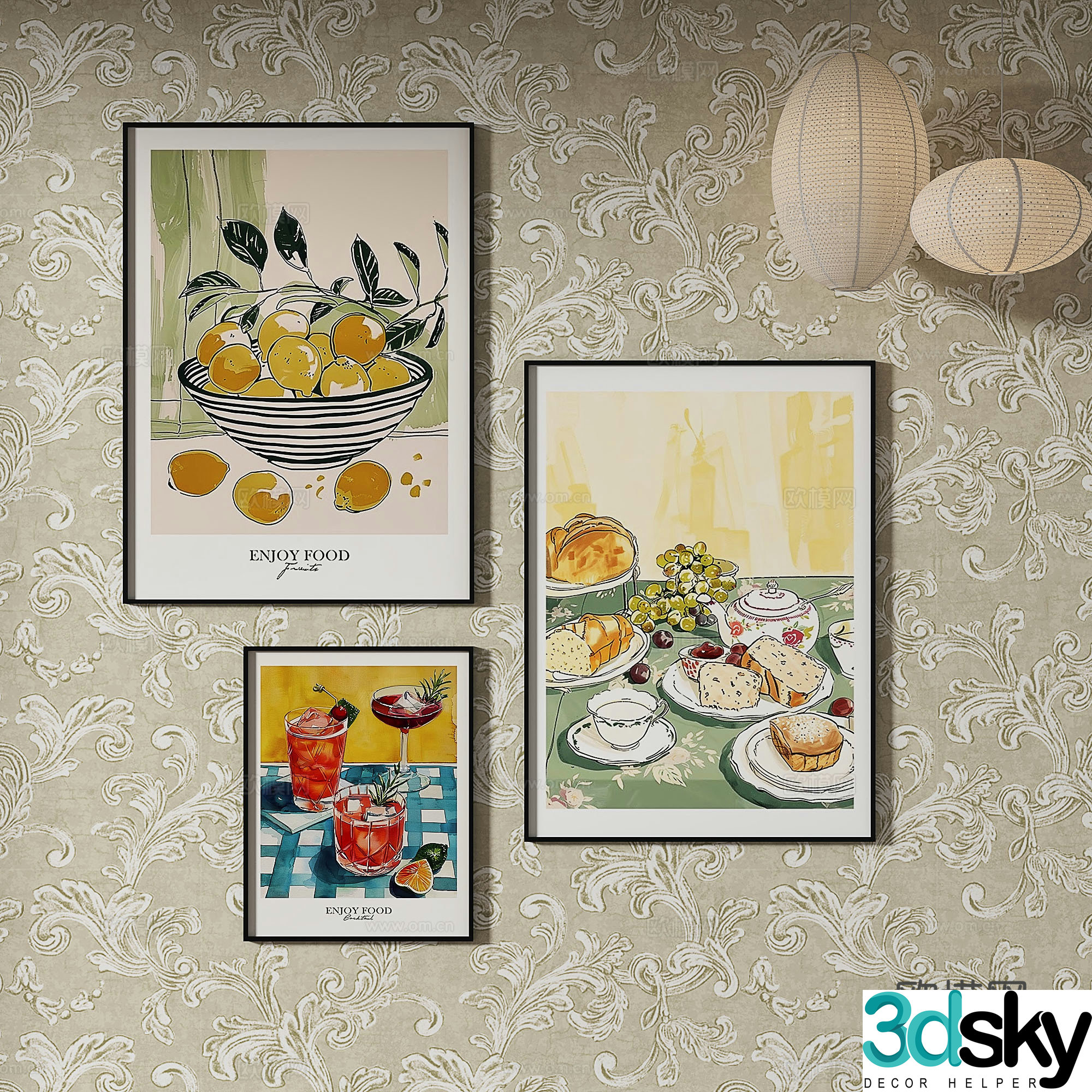 Modern medieval decorative painting 3d model