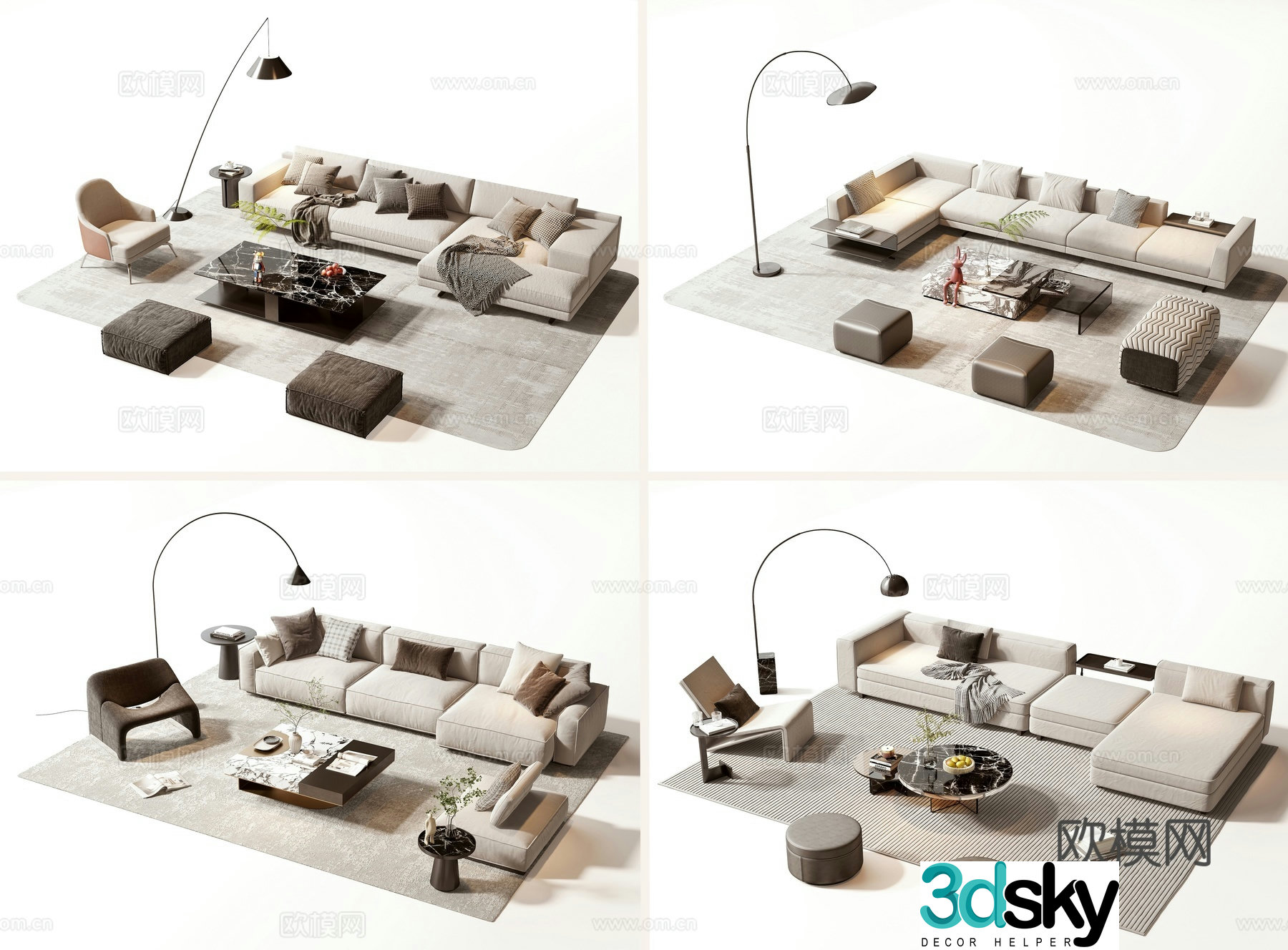 Modern sofa coffee table set 3d model