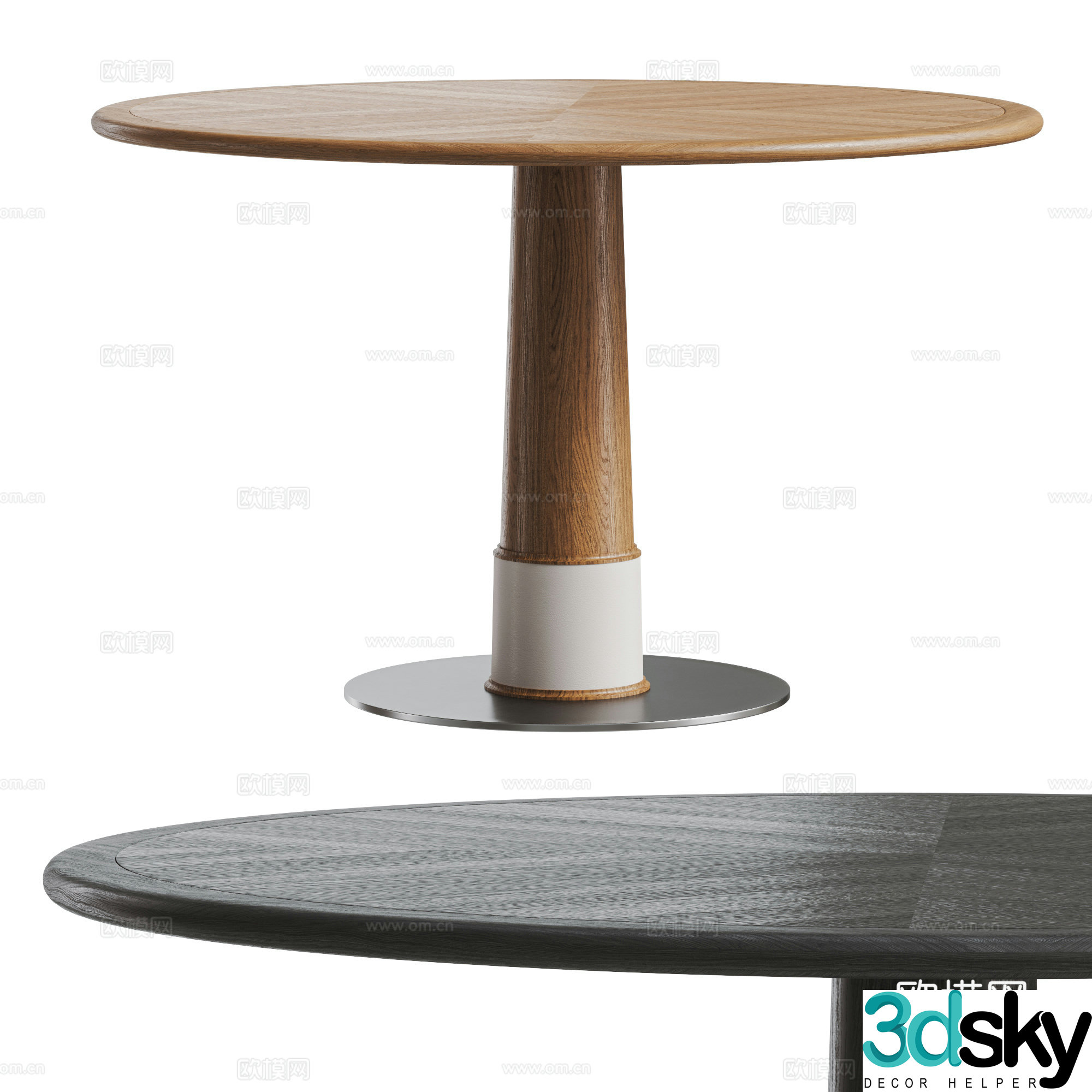 Modern solid wood dining table combination 3D model