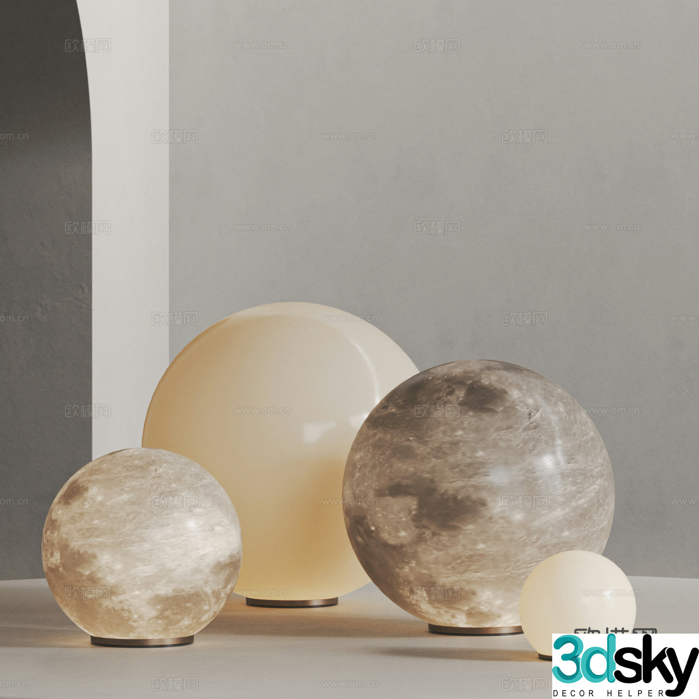 Modern lunar light combination 3D model