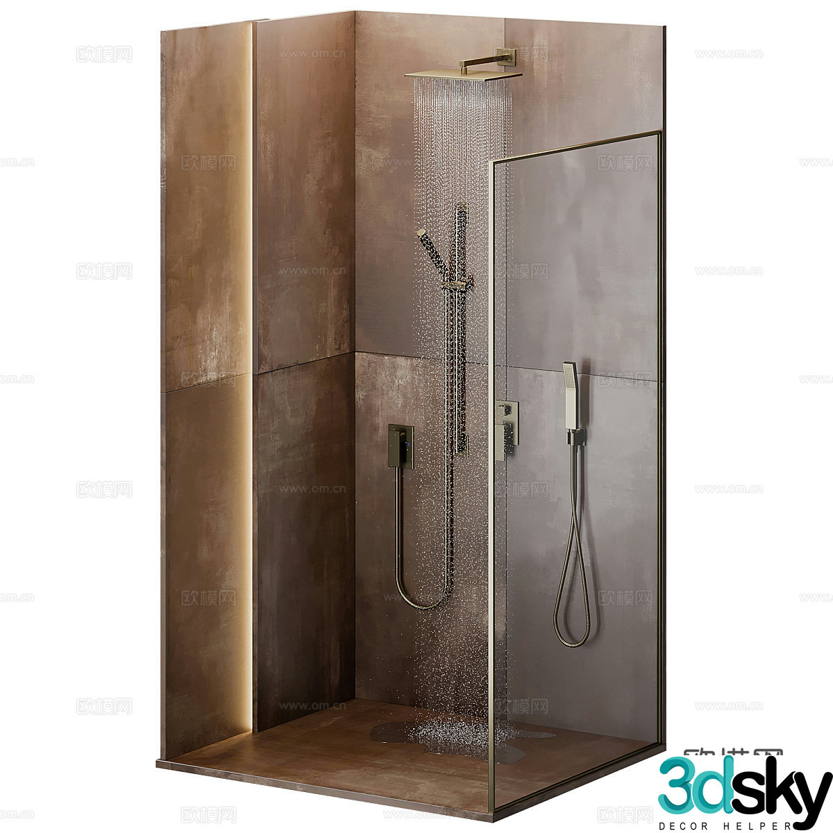 New Chinese style light luxury shower room 3D model
