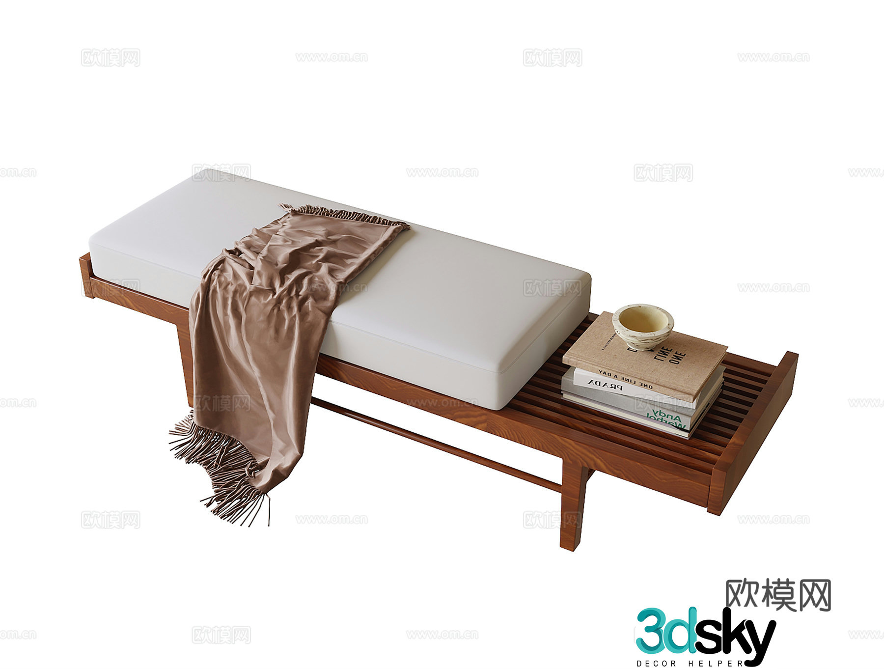 New Chinese style bed tail stool bench strip stool 3D model