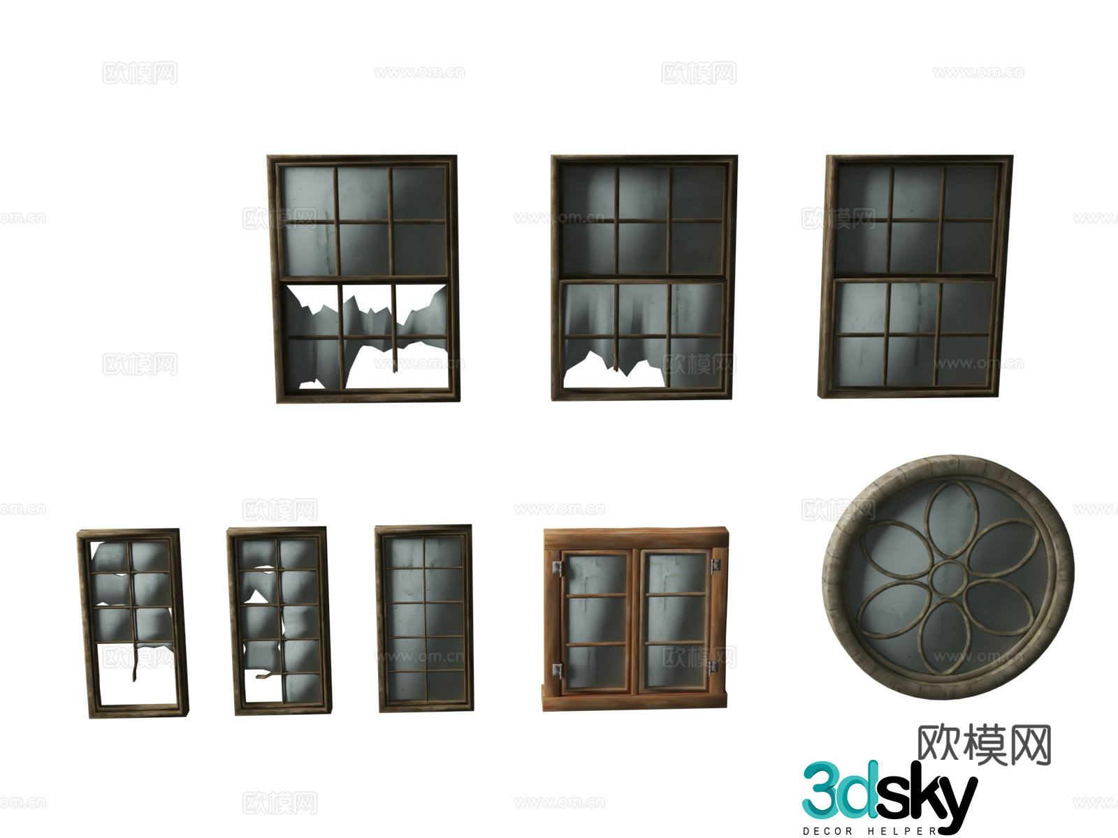 Window Collection World War II War Architecture Military Theme 3D Model