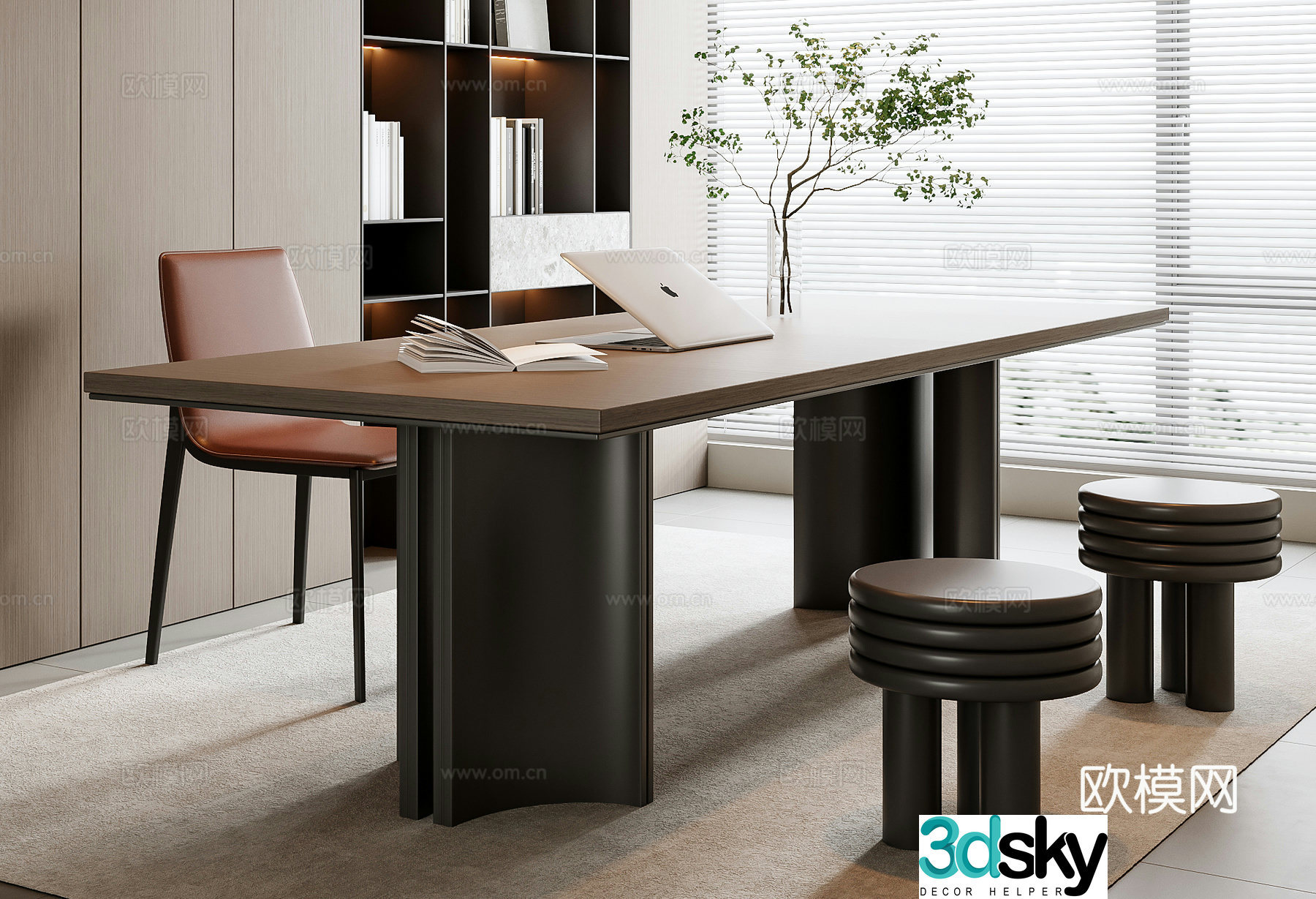 Italian desk and chair combination 3D model