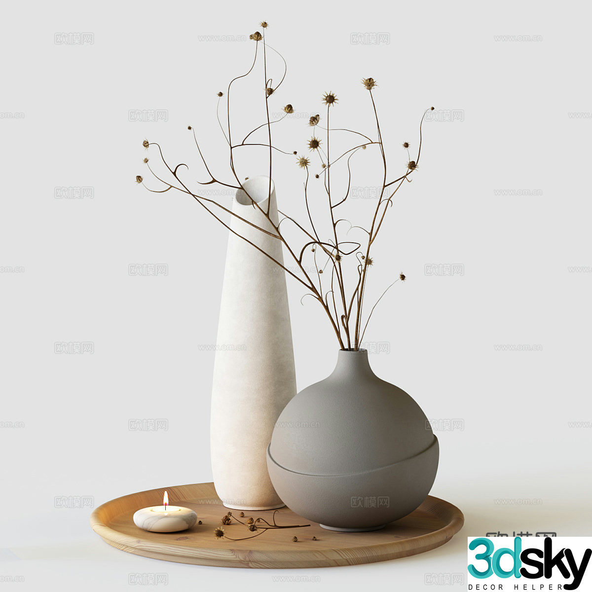 New Chinese style flower art dried flowers 3D model