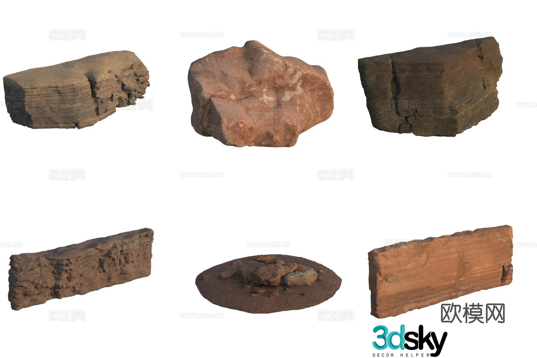 Quarry stone wall cliff huge stone pile 3d model
