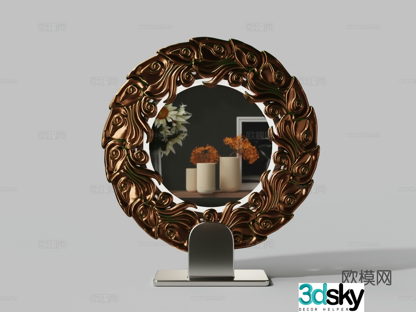 Modern carved makeup mirror 3d model