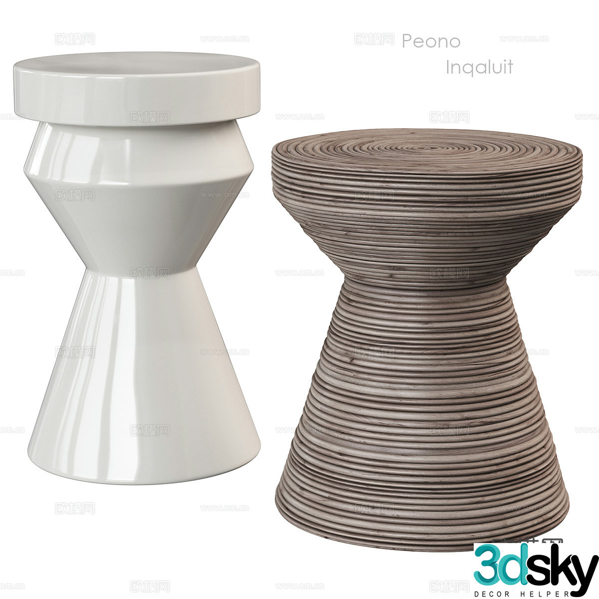 Side combination Stone side round side bedside side sofa side wooden side artistic side 3D model