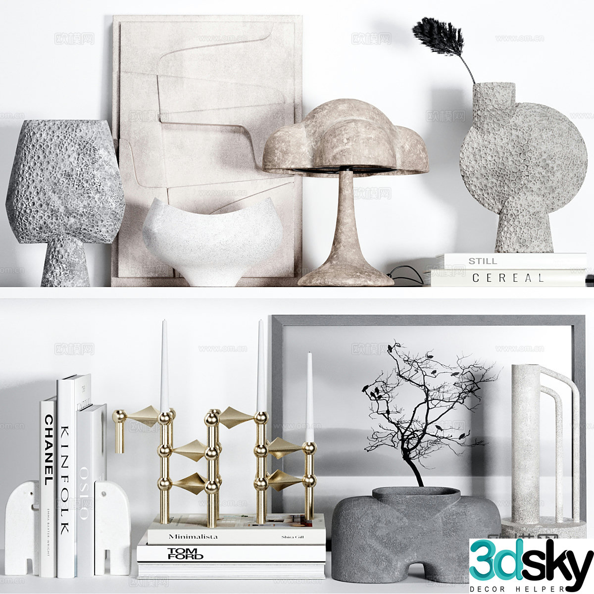 New Chinese style Wasabi ornament combination 3D model