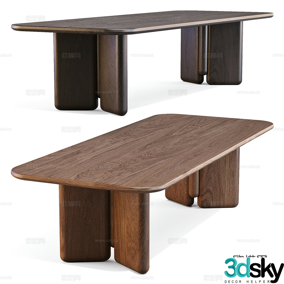 Modern Italian Tami solid wood dining table 3d model