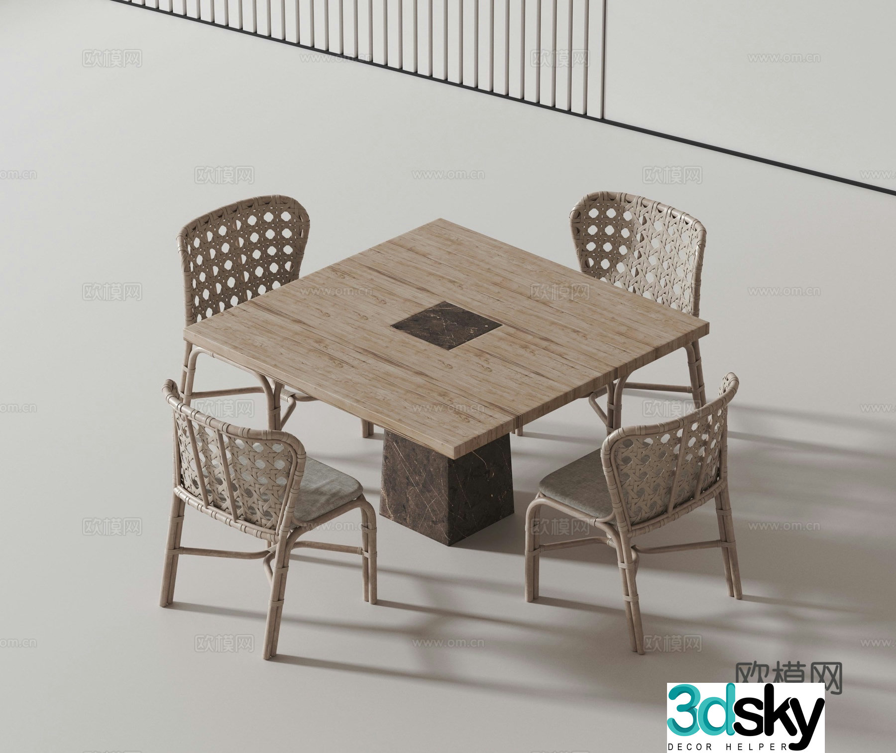 Modern casual table and chair 3d model