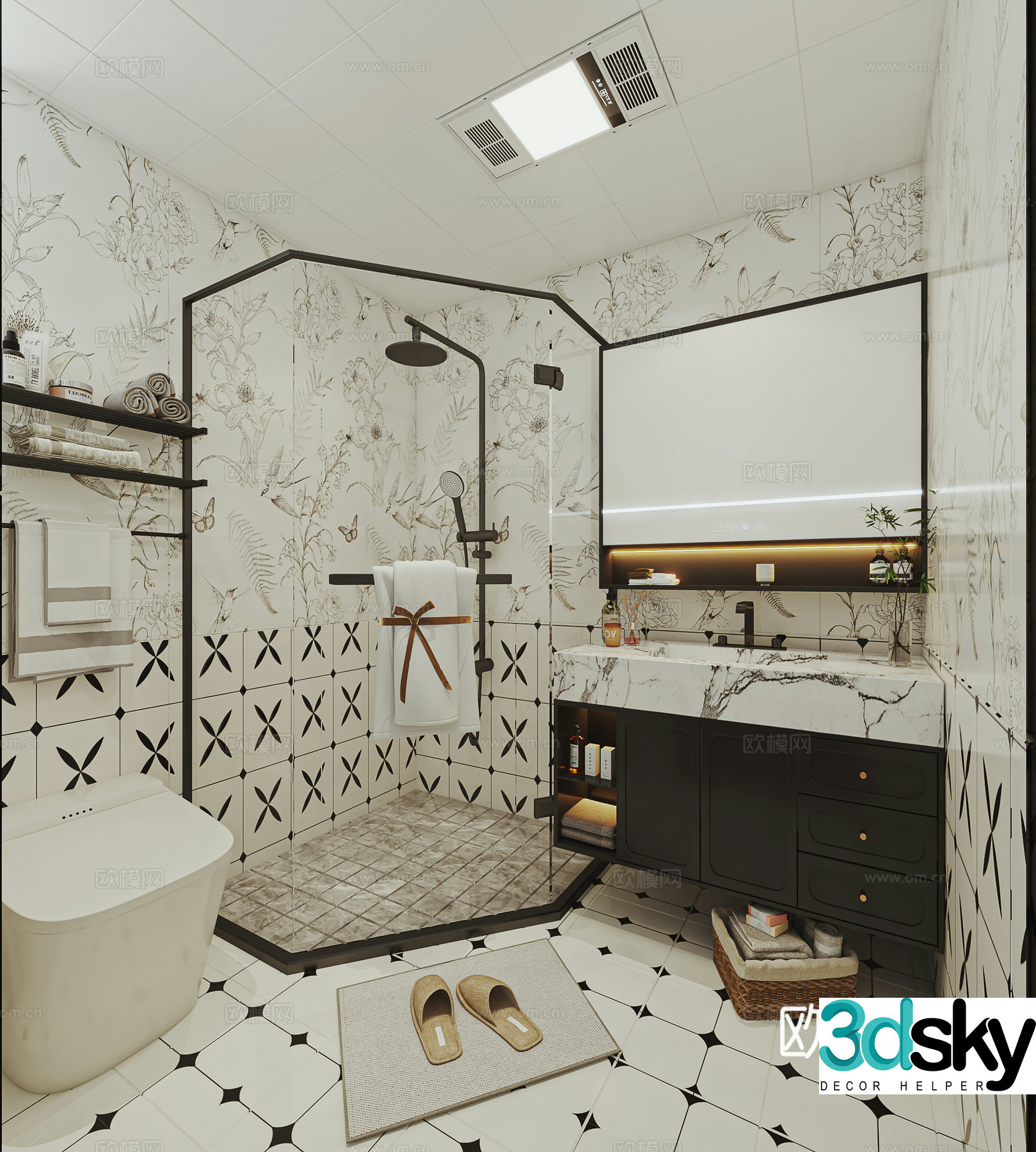 Retro bathroom 3d model