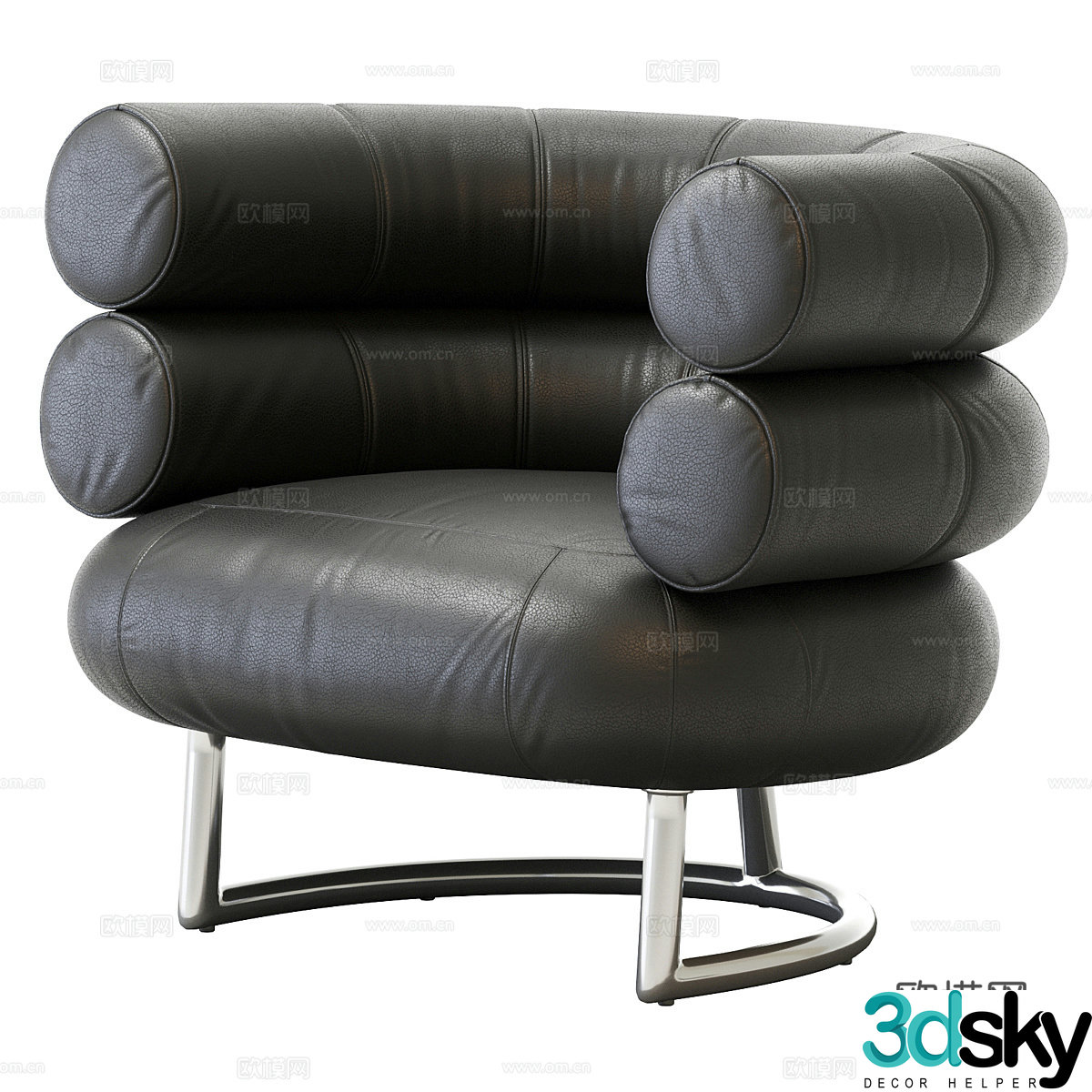 Light luxury sofa stool Light luxury single sofa Leather single sofa Leather single sofa Leather single sofa Leather 3D model