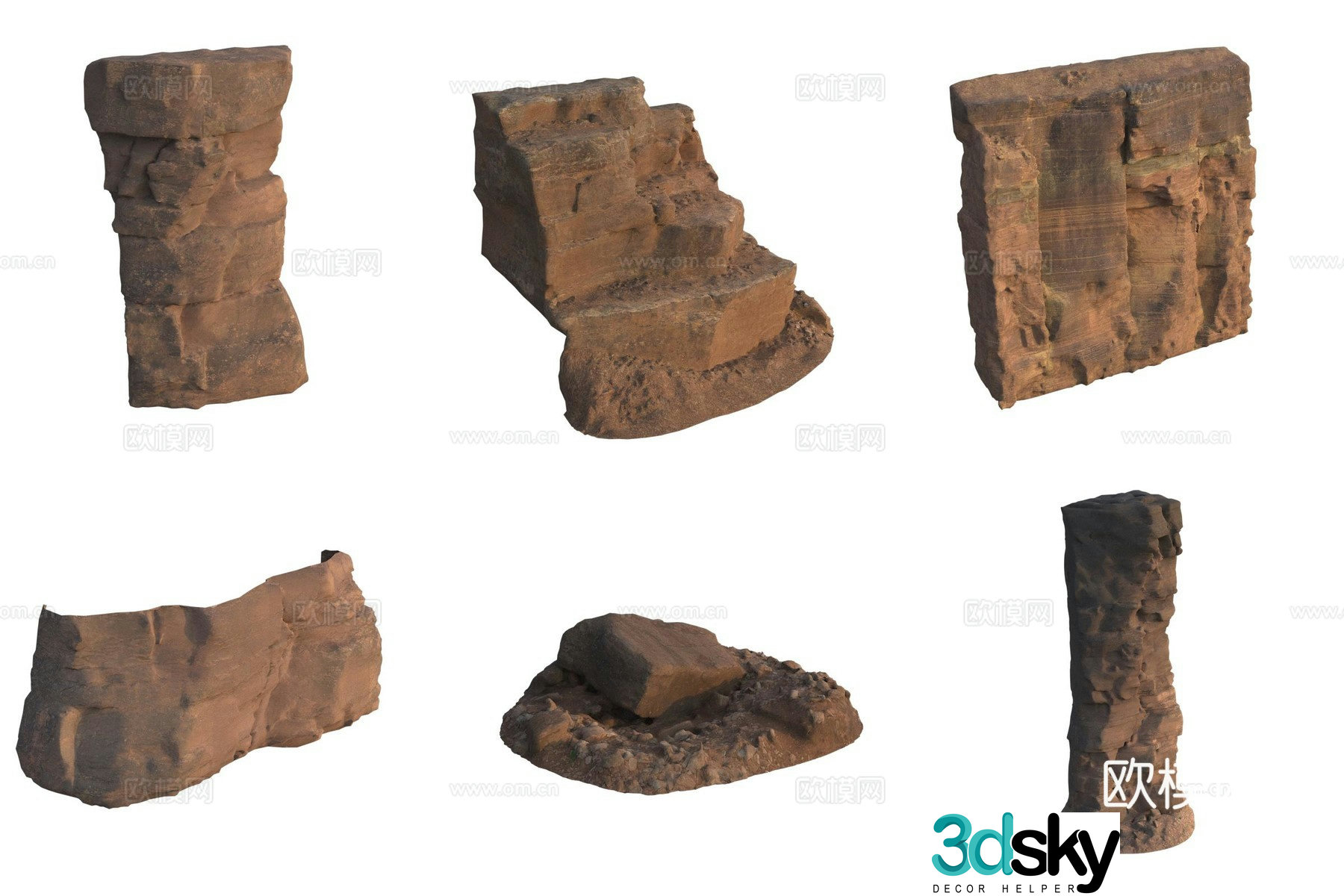 Quarry stone wall cliff huge stone pile 3d model