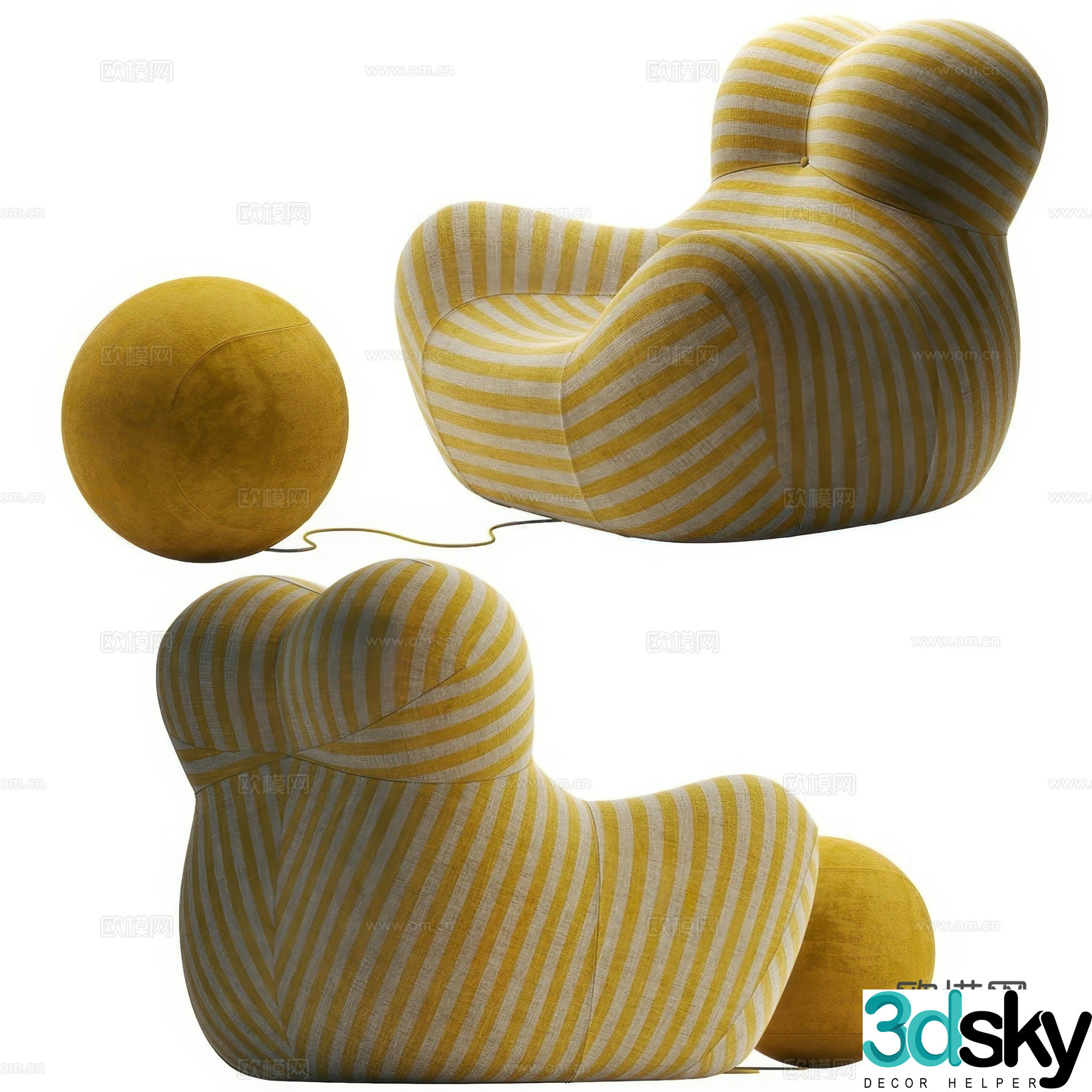 Modern B&B Italia UP 50 Lounge Chair 3D Model