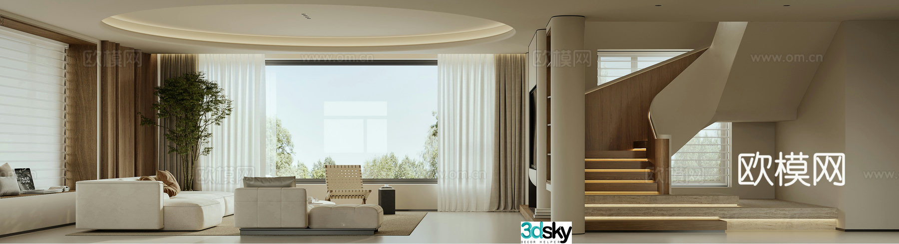 Modern Wasabi Villa Living Room 3D Model