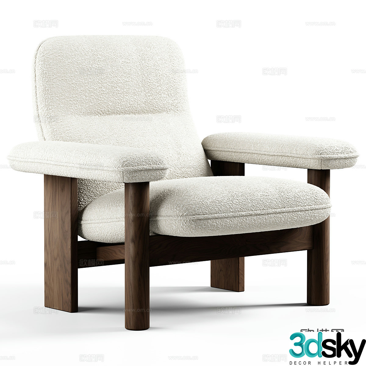 Wasabi style single sofa Wasabi style leisure chair Fabric leisure chair Fabric single chair Fabric backrest 3D model