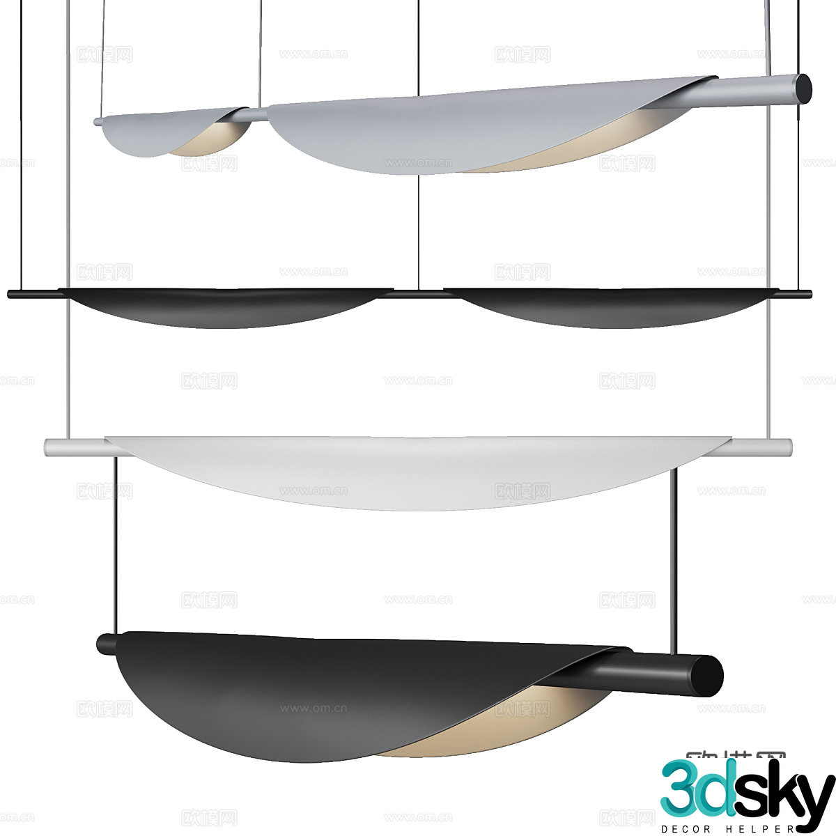 Modern TELA linear LED chandeliers 3d model