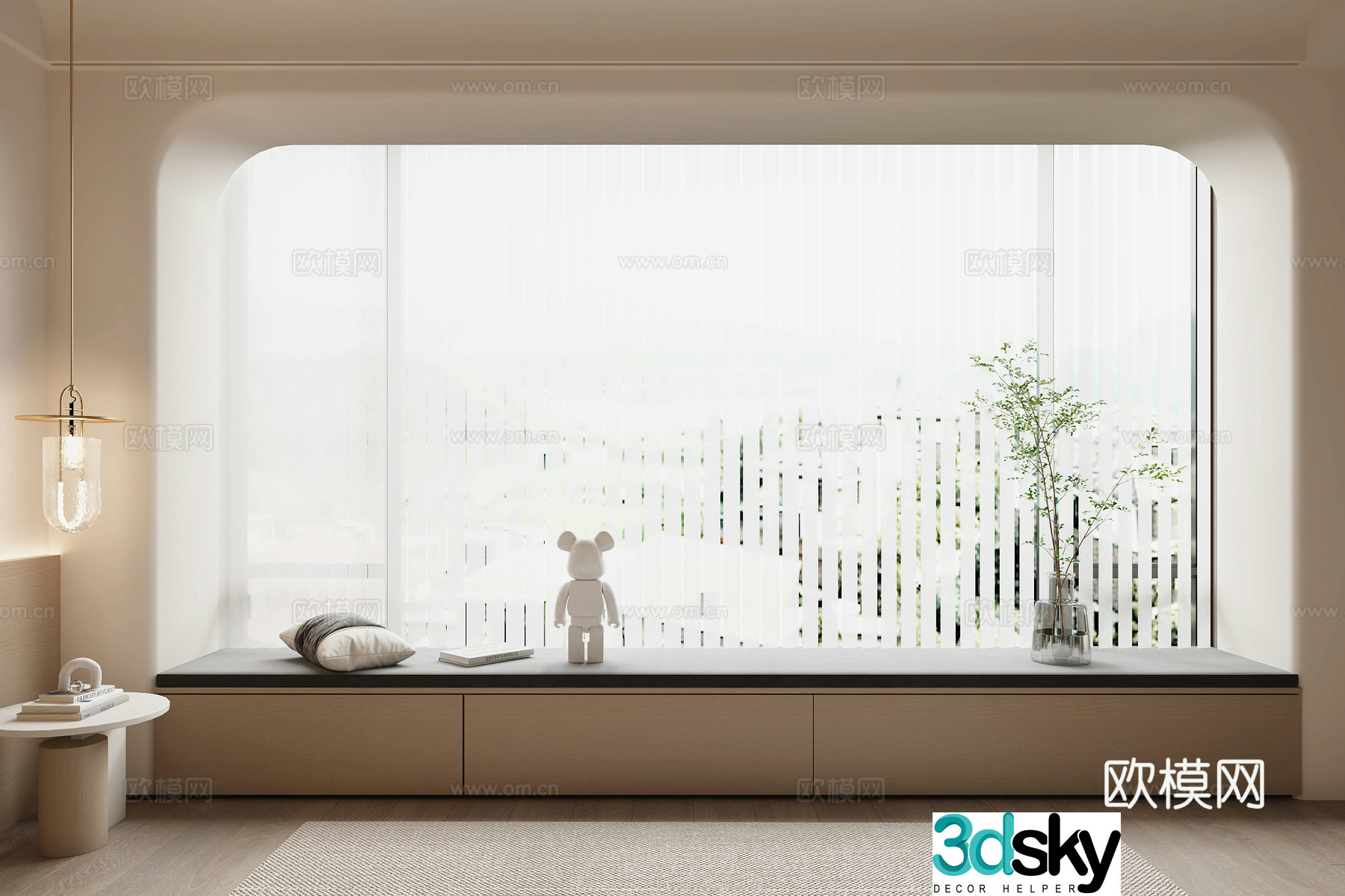 Creamy wind bay window 3d model