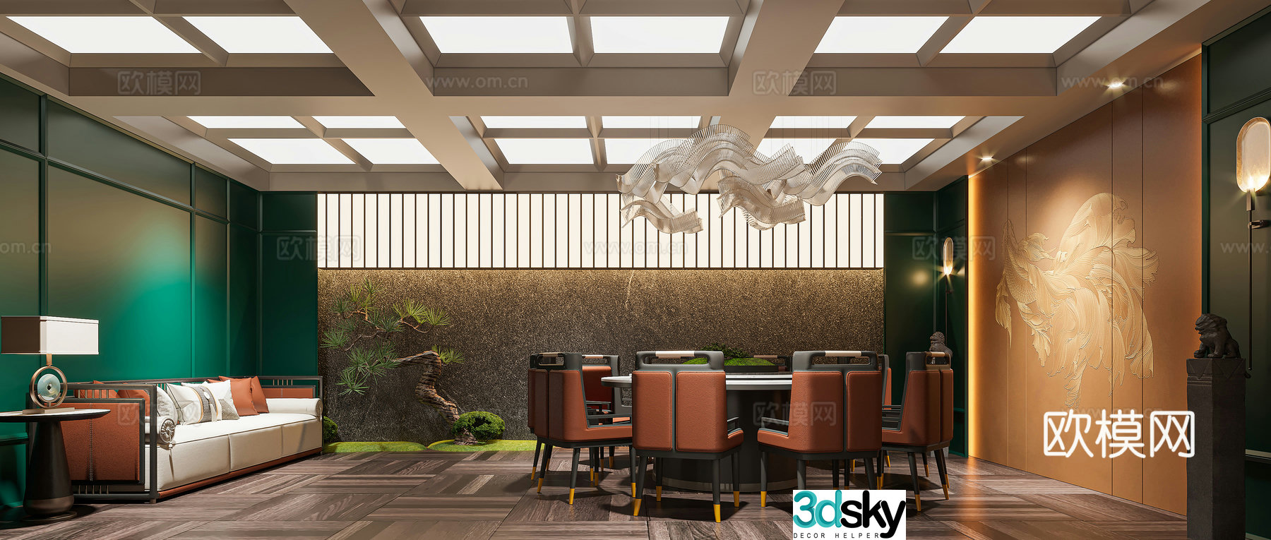 New Chinese restaurant private room 3D model