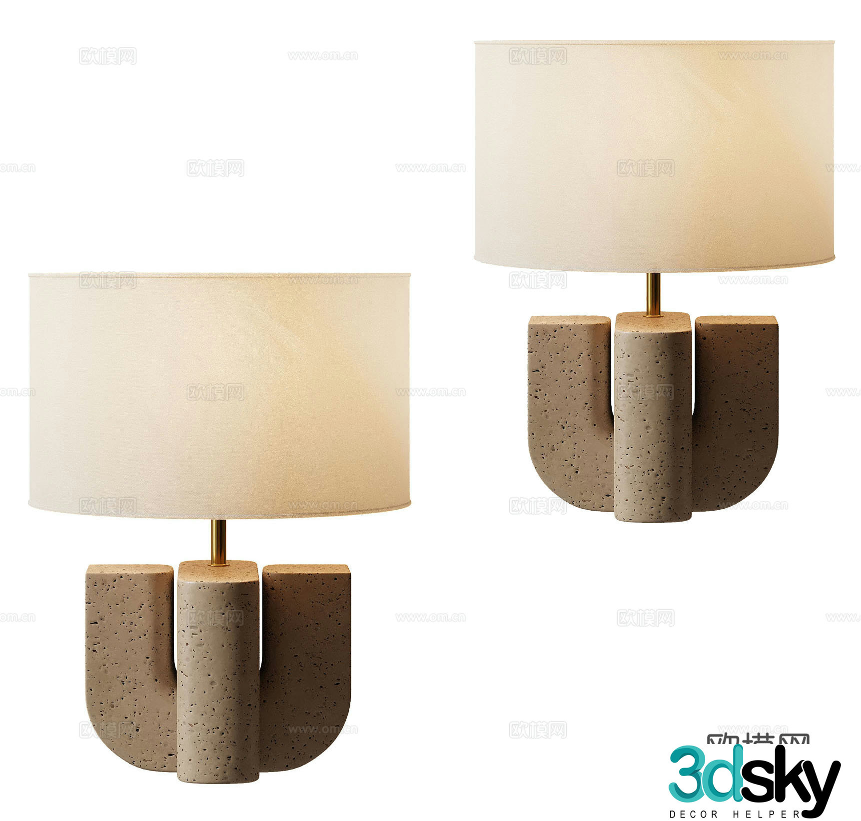 Wasabi Fengteng lamp B&B table lamp Middle-aged table lamp Paper table lamp Stone table lamp Decorative table lamp 3D model
